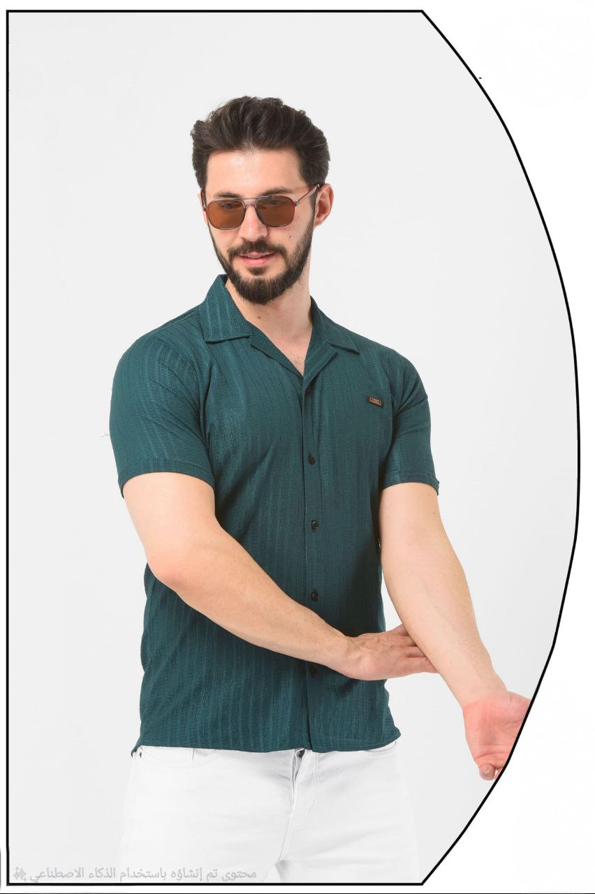 Classic Mens Short Sleeve Shirt - 2401  - green