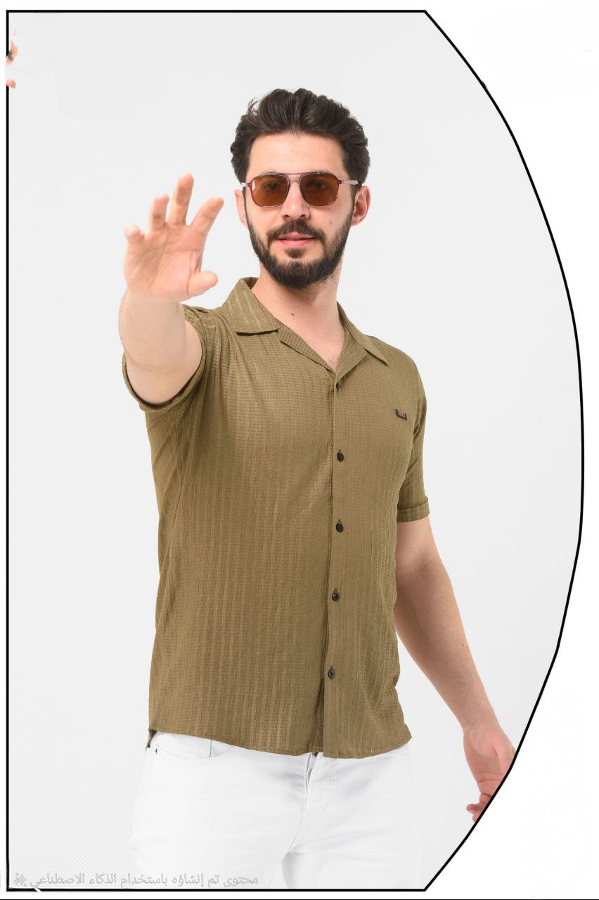 Classic Mens Short Sleeve Shirt - 2401  - light brown