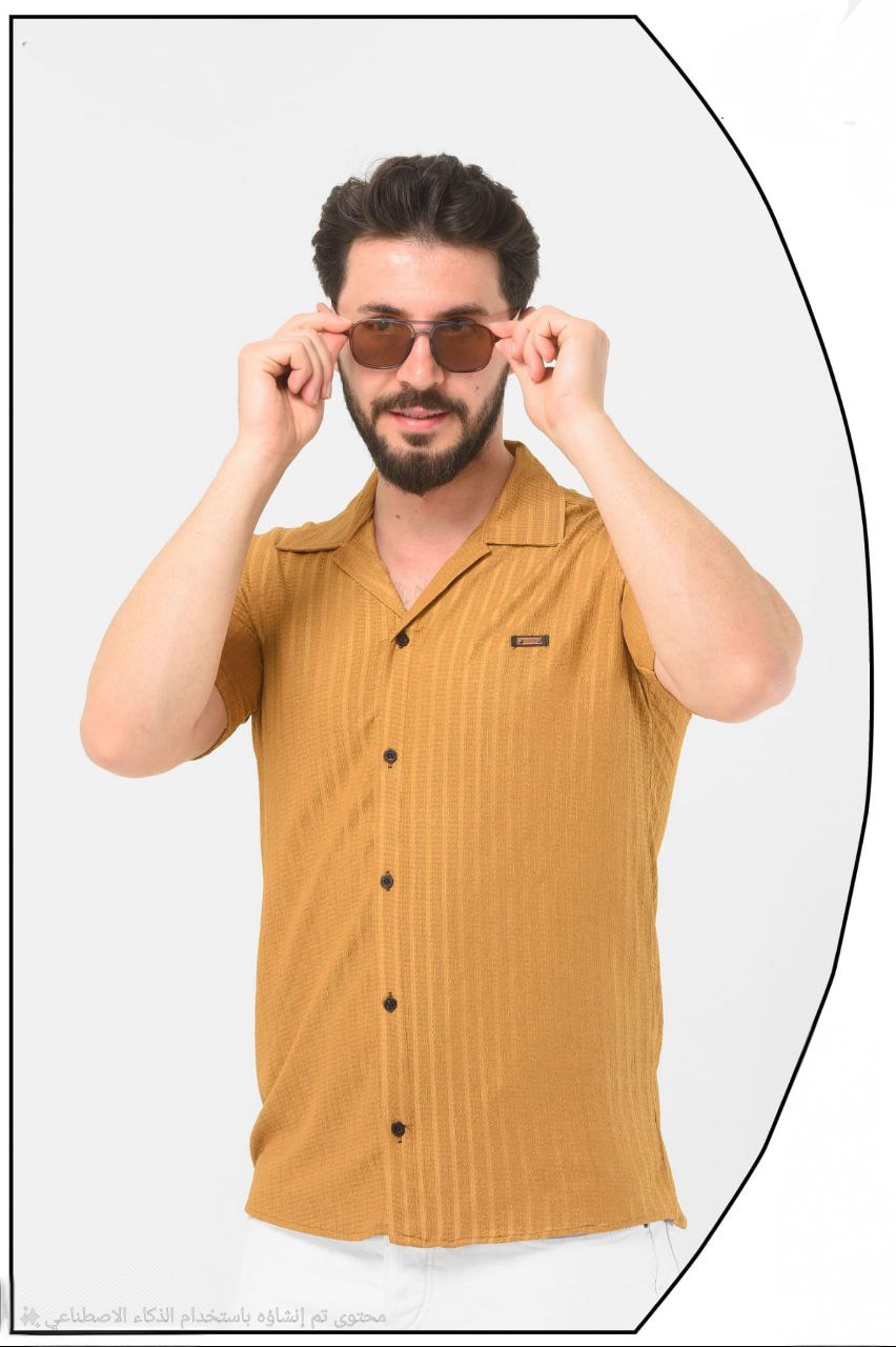 Classic Mens Short Sleeve Shirt - 2401  - yellow