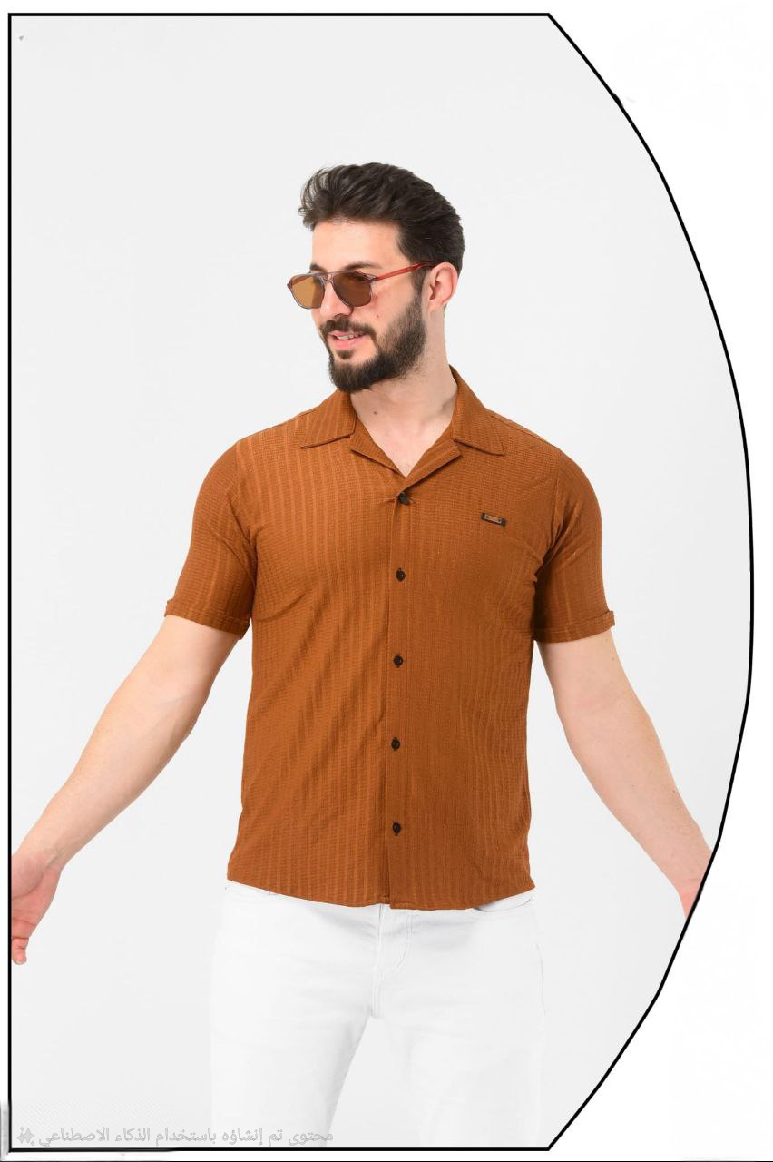 Classic Mens Short Sleeve Shirt - 2401  - tan