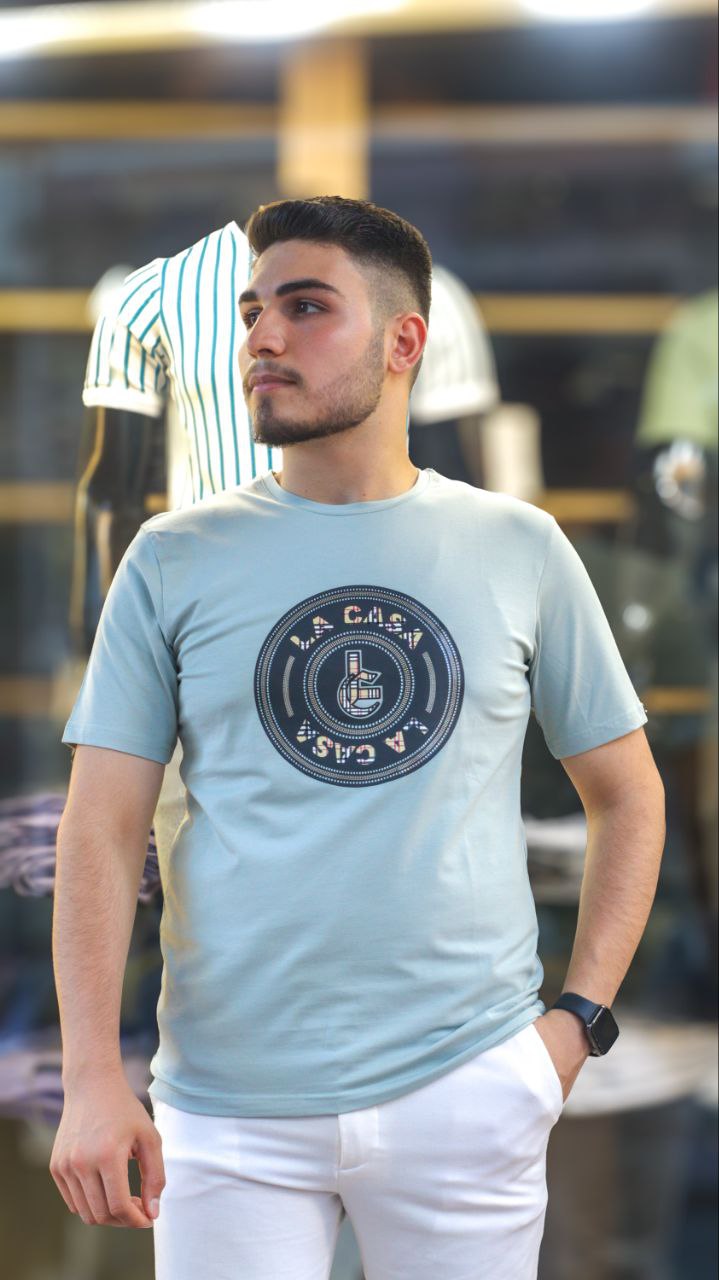 Mens T-Shirt with Modern Print - 2306 - mint