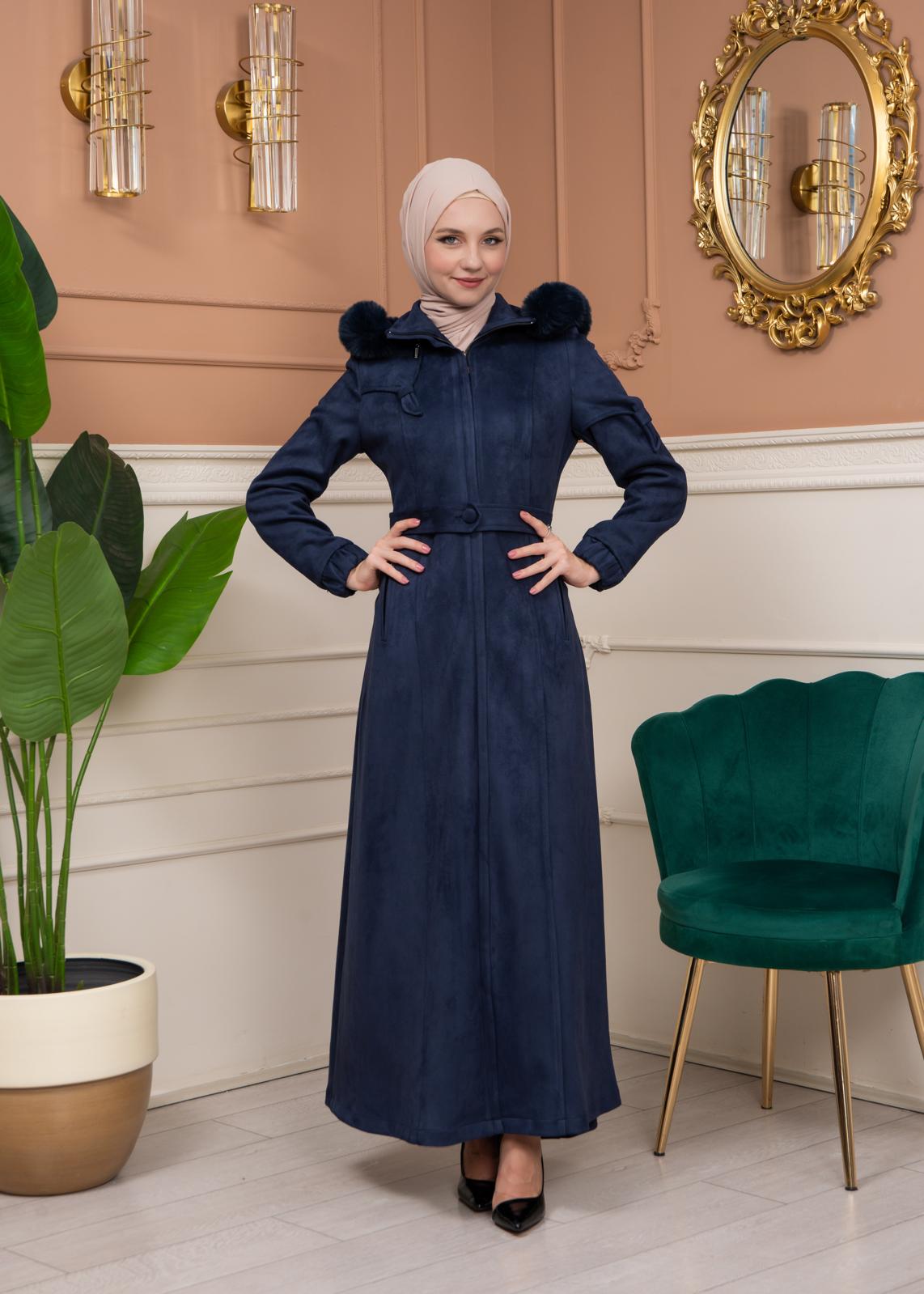 Shaomah Winter Coat with Fur Hood - Code 1361 - deep blue