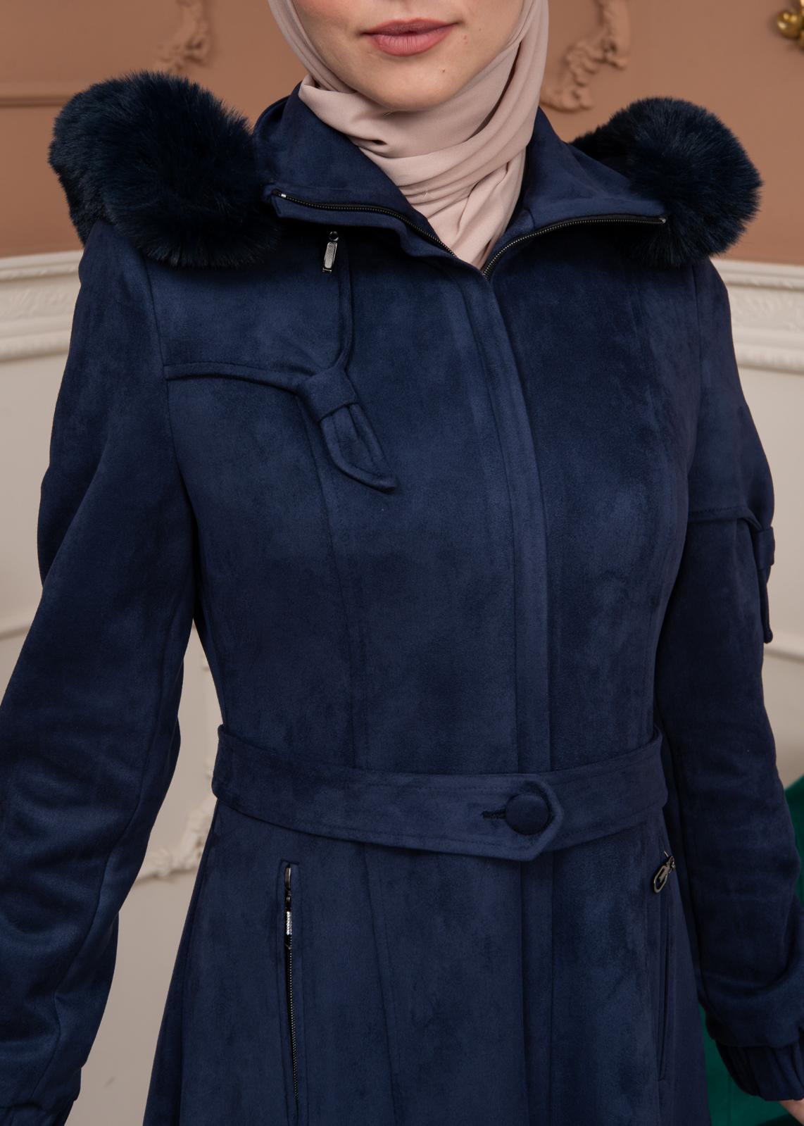 Shaomah Winter Coat with Fur Hood - Code 1361 - deep blue