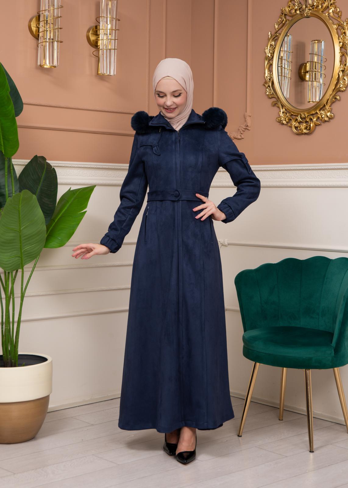 Shaomah Winter Coat with Fur Hood - Code 1361 - deep blue