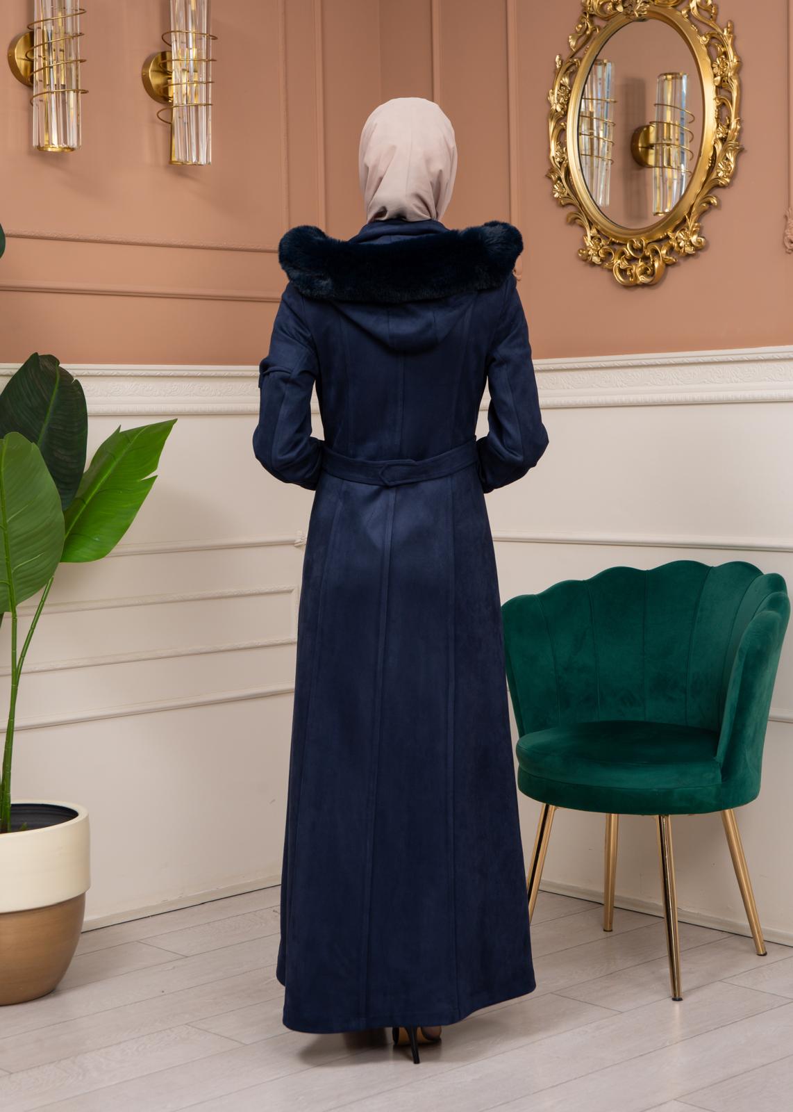 Shaomah Winter Coat with Fur Hood - Code 1361 - deep blue