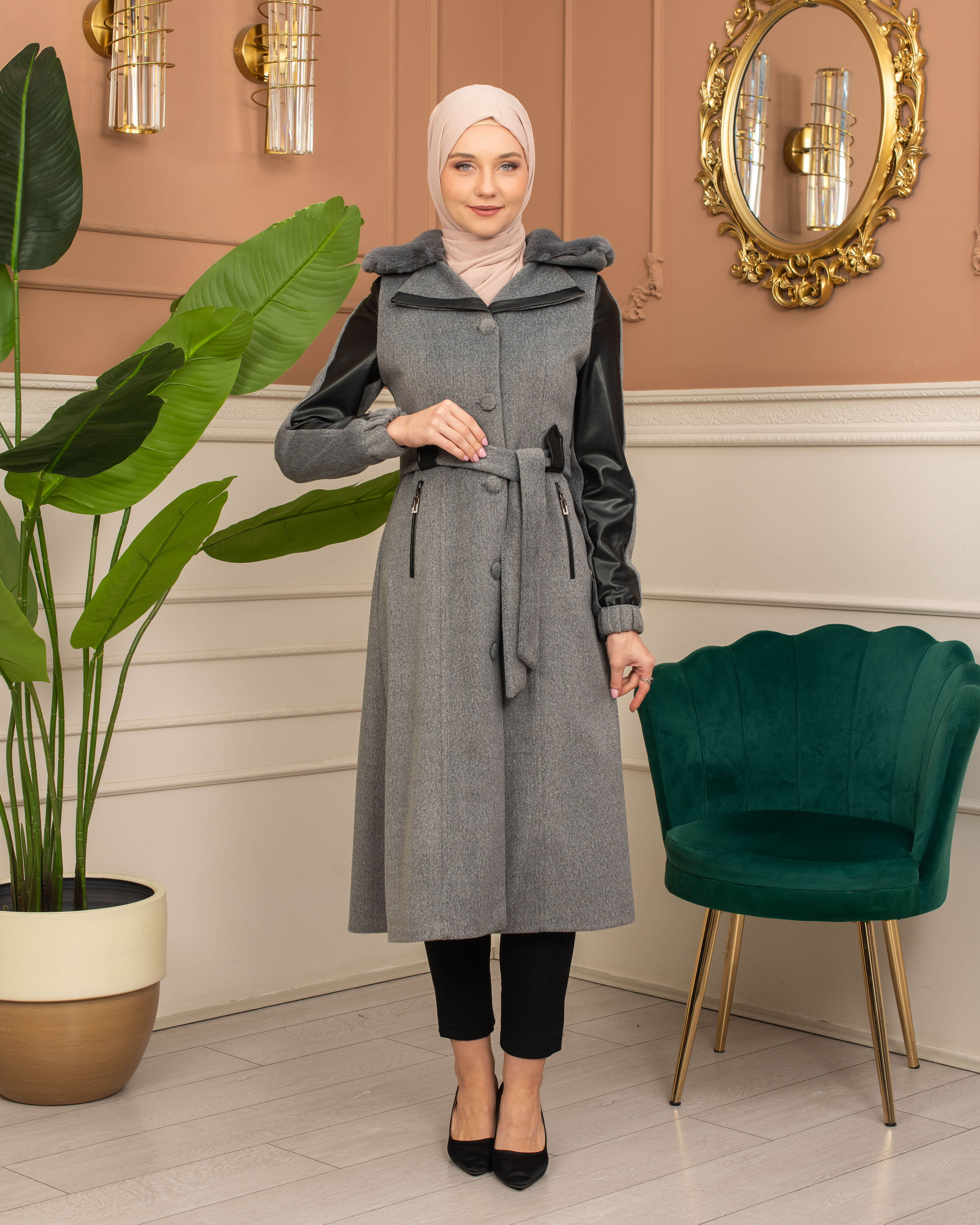 Trench Coat Wool Mohair Code 1364 - gray