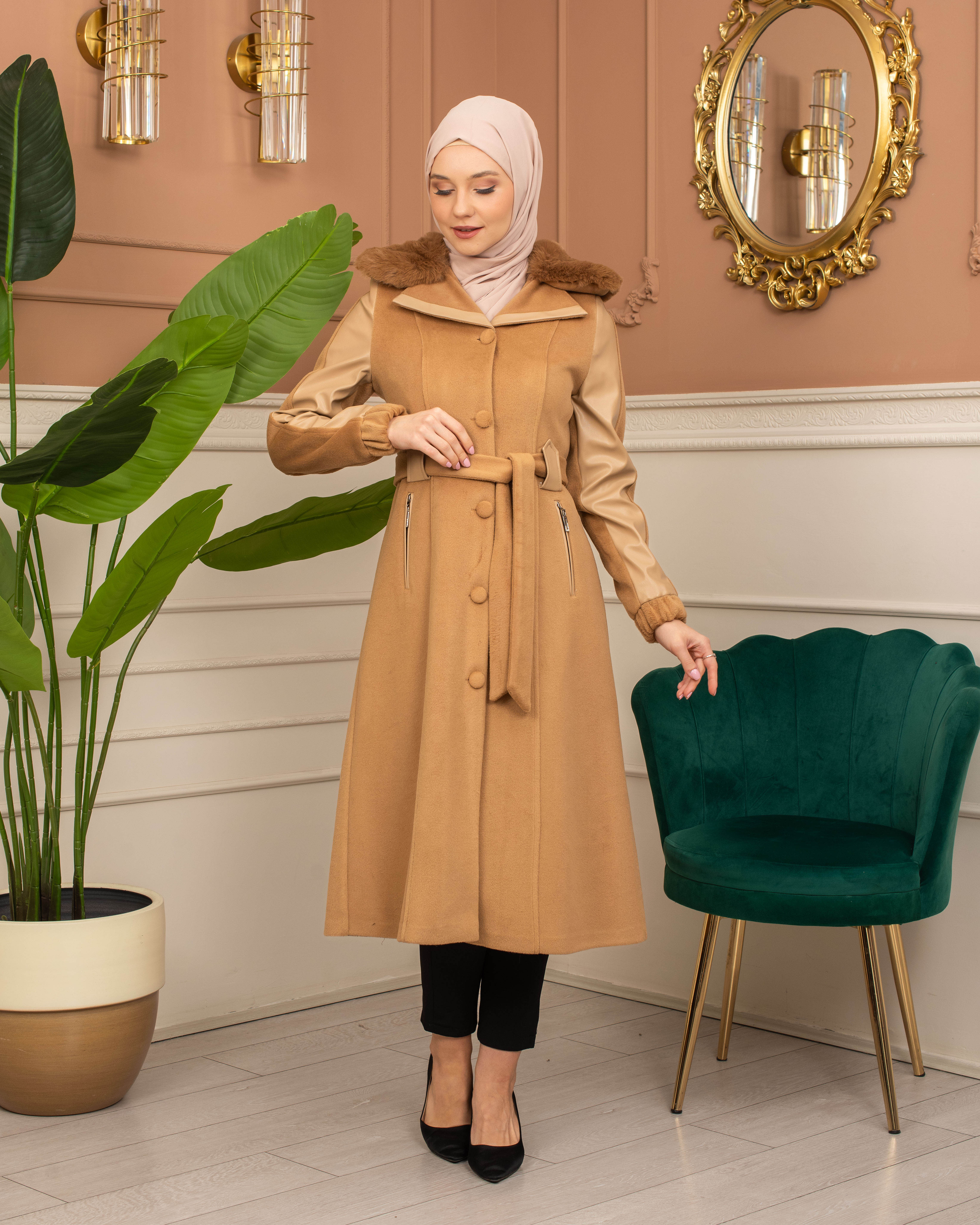 Trench Coat Wool Mohair Code 1364 - tan