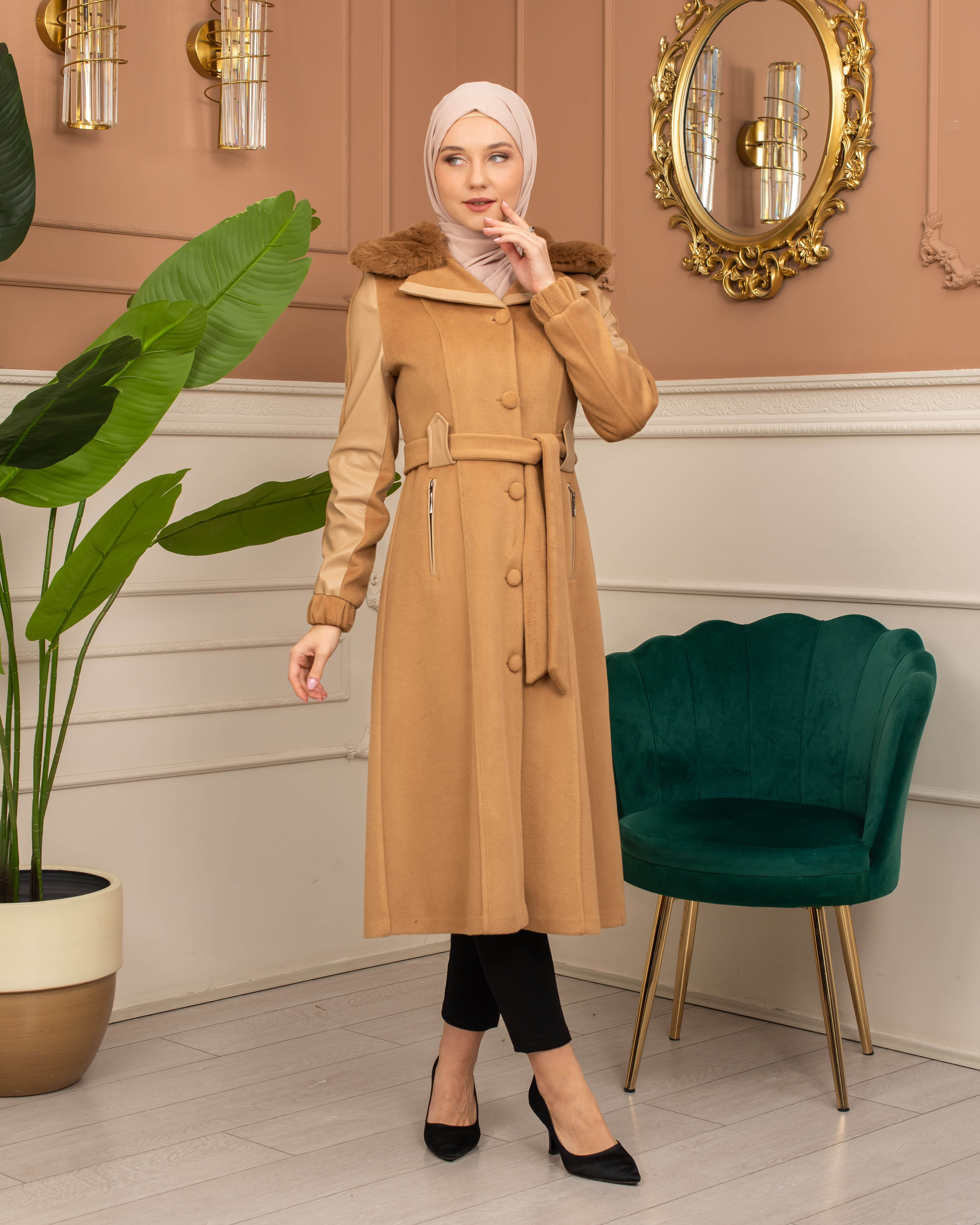 Trench Coat Wool Mohair Code 1364 - tan