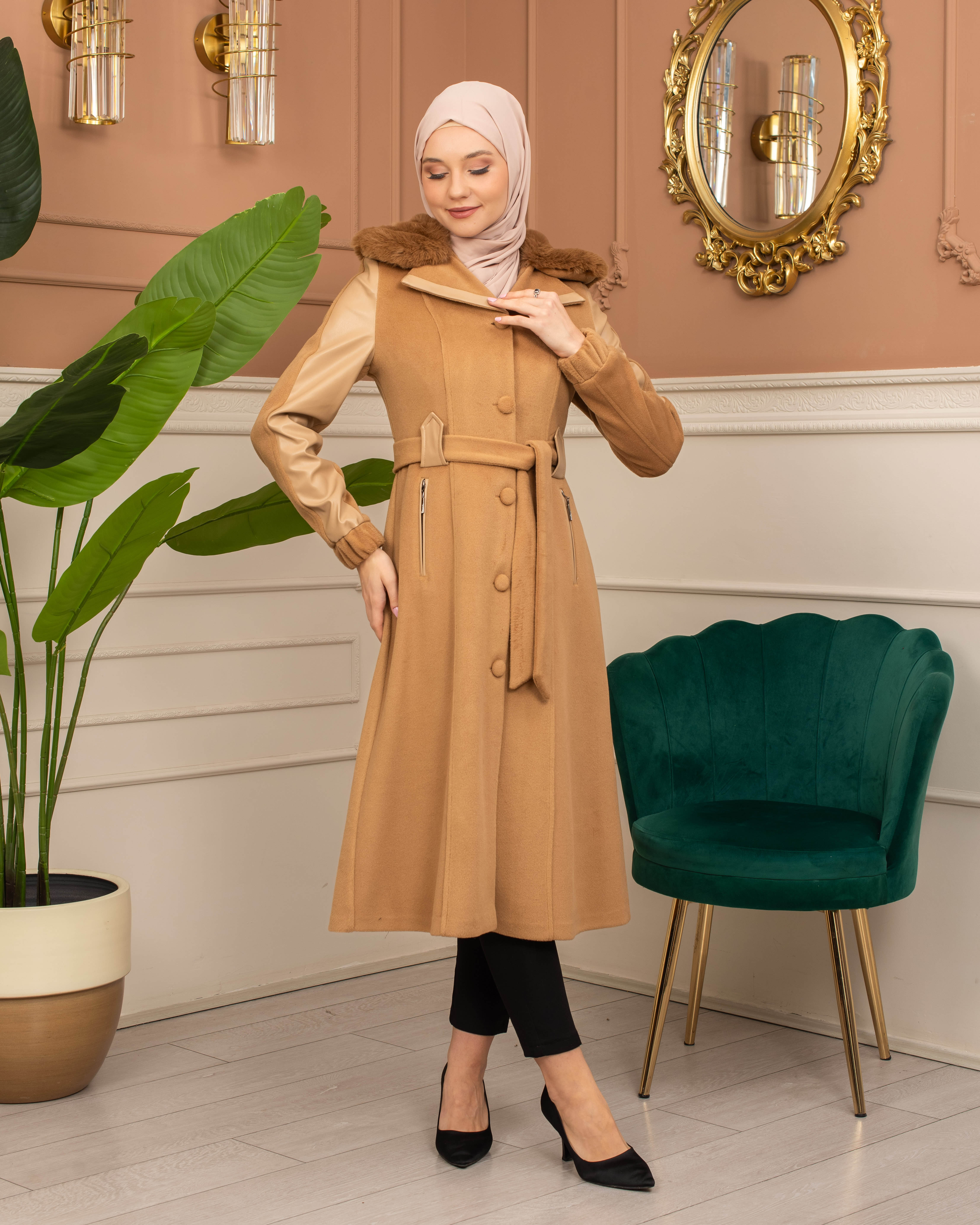 Trench Coat Wool Mohair Code 1364 - tan