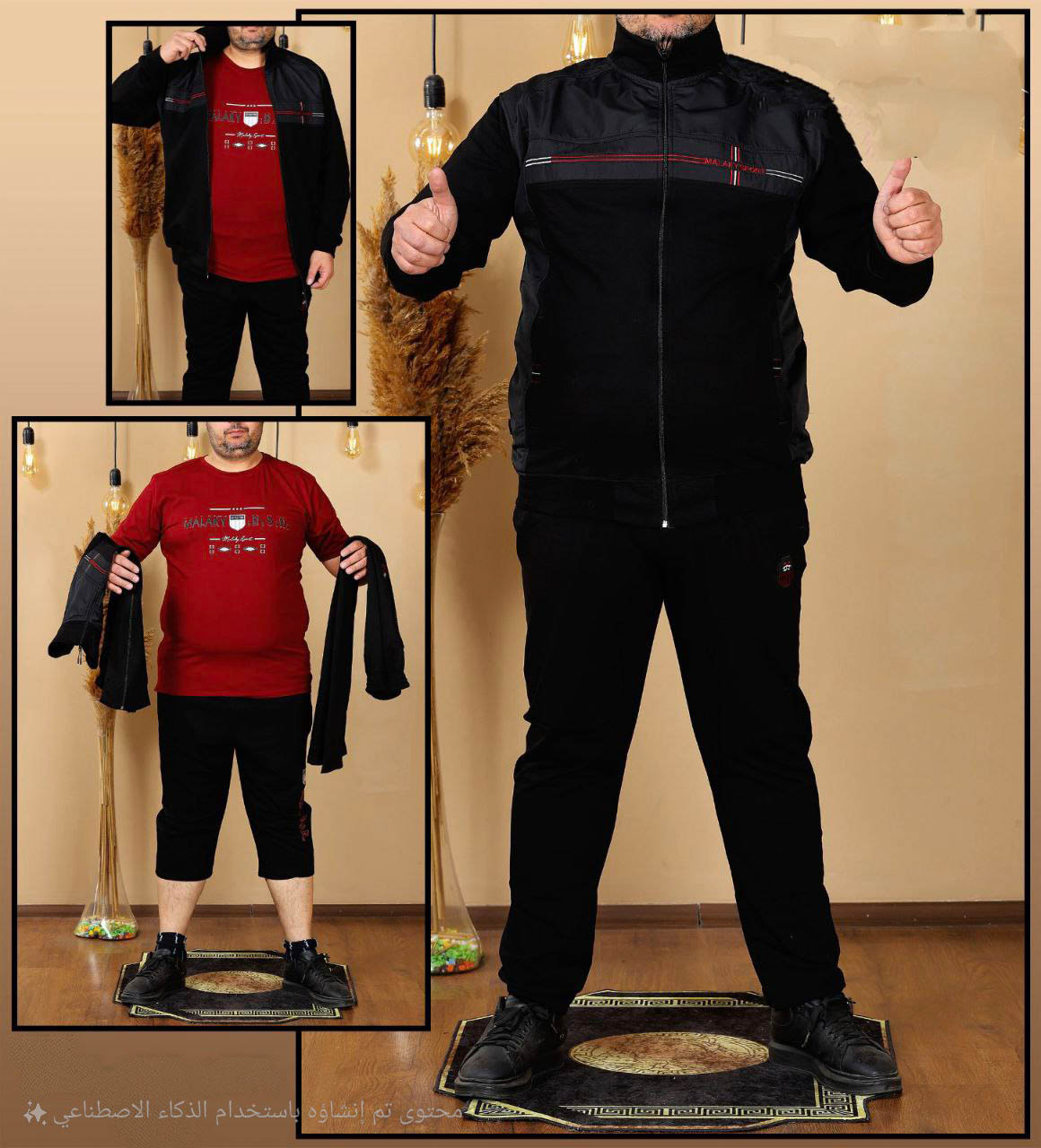 Mens Plus Size Tracksuit Code 2208 - burgundy