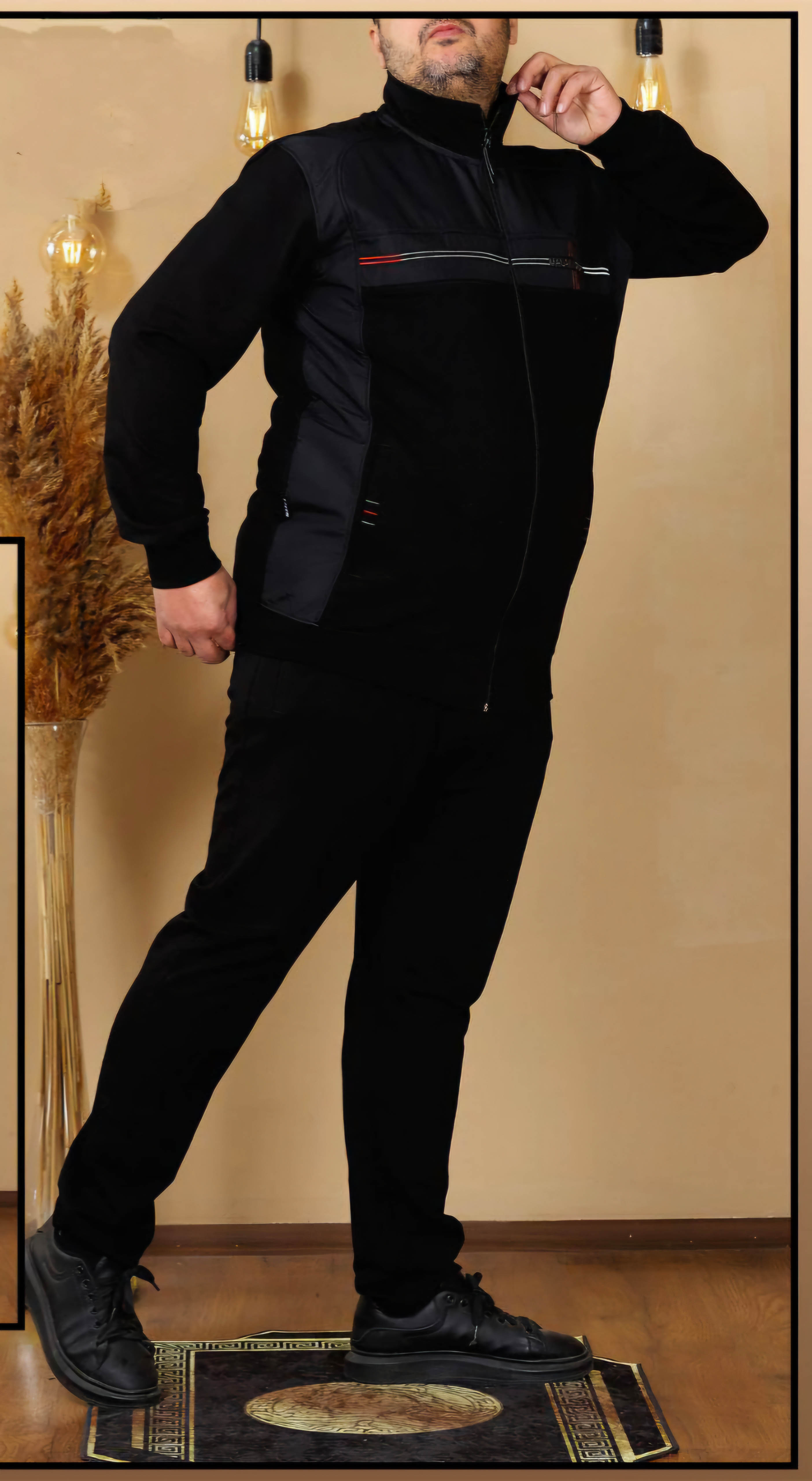 Mens Plus Size Tracksuit Code 2208 - black