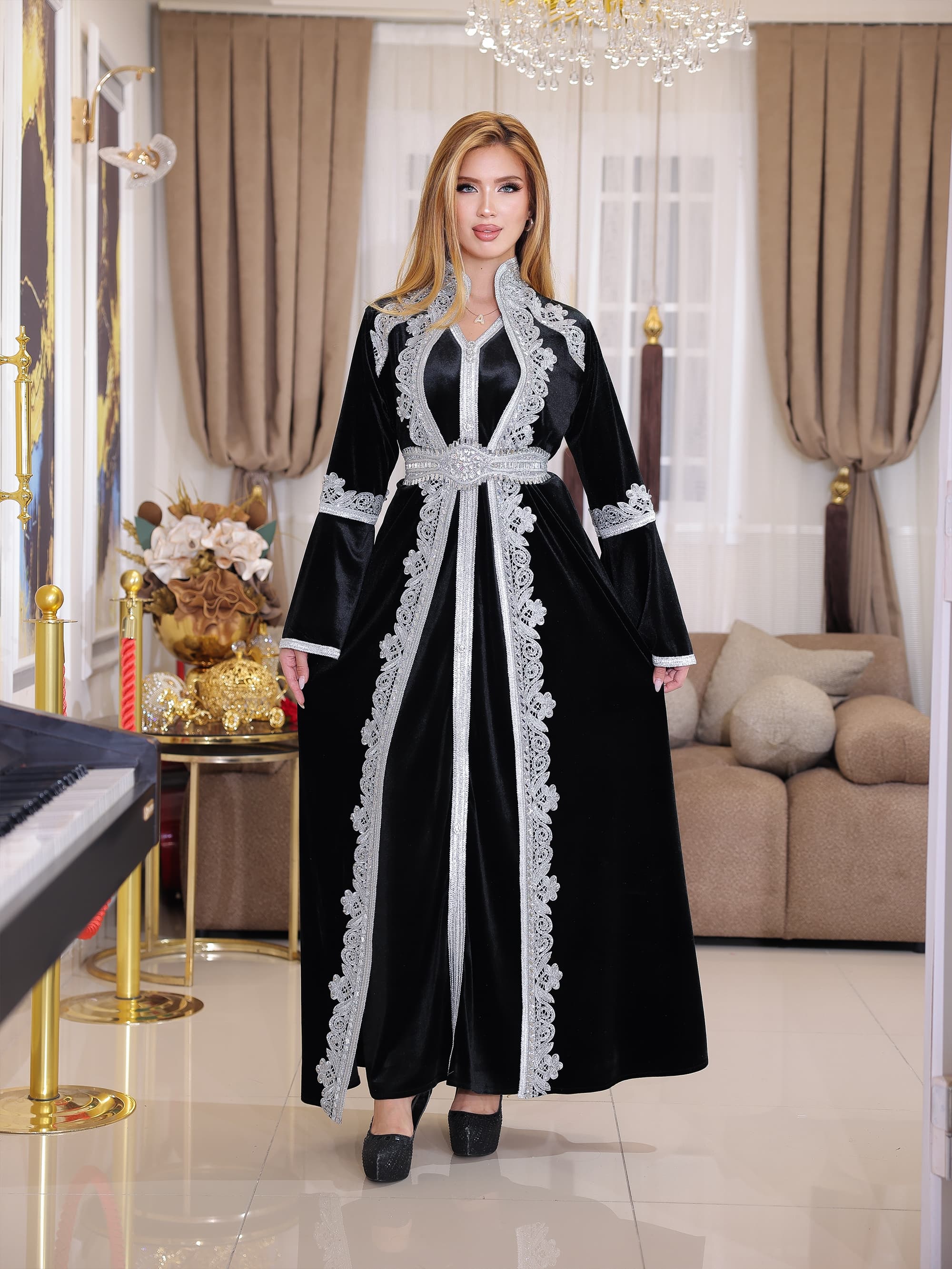 Royal Velvet Kaftan Code 4120 - black