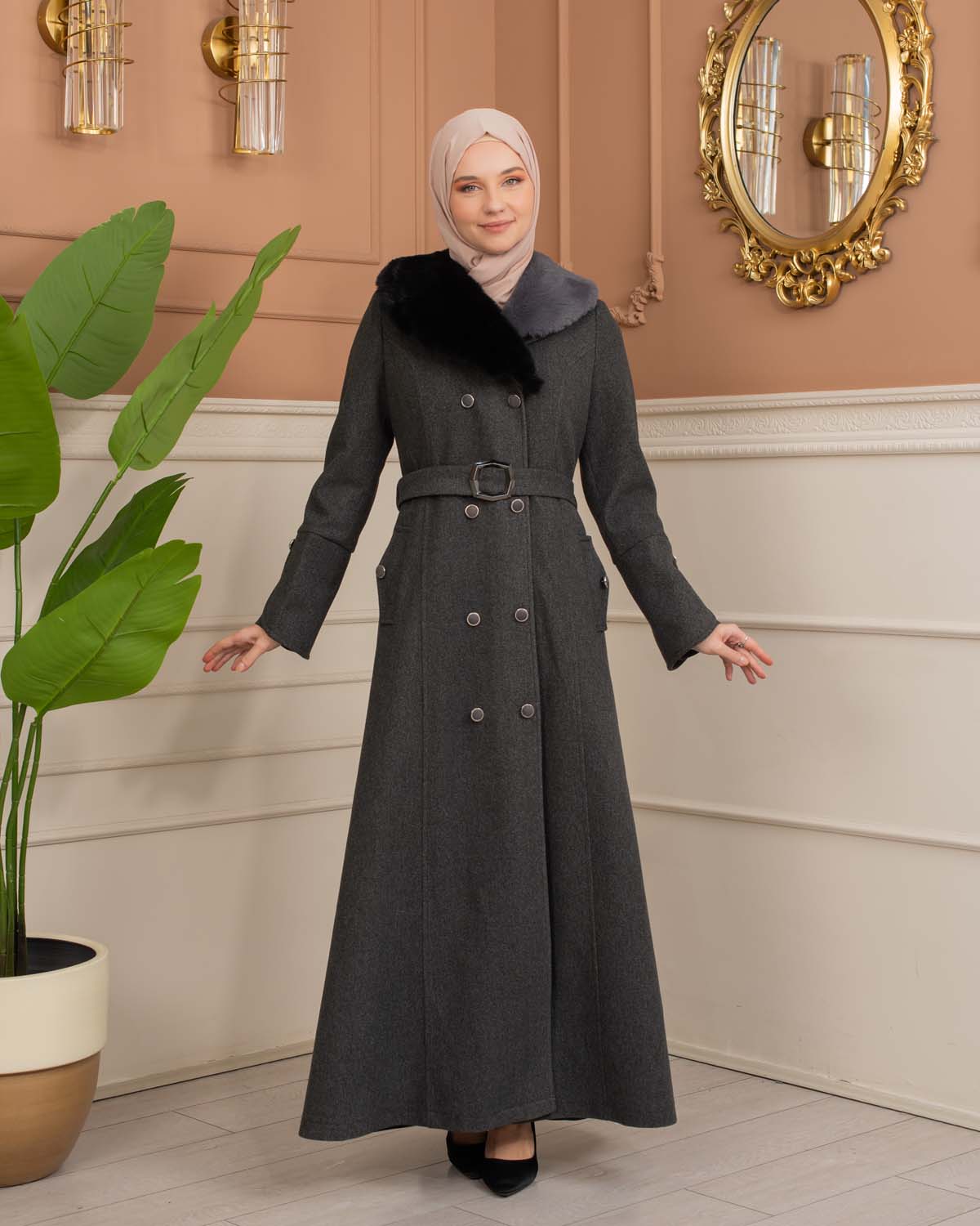 Women’s Winter Wool Coat 1370  - Anthracite