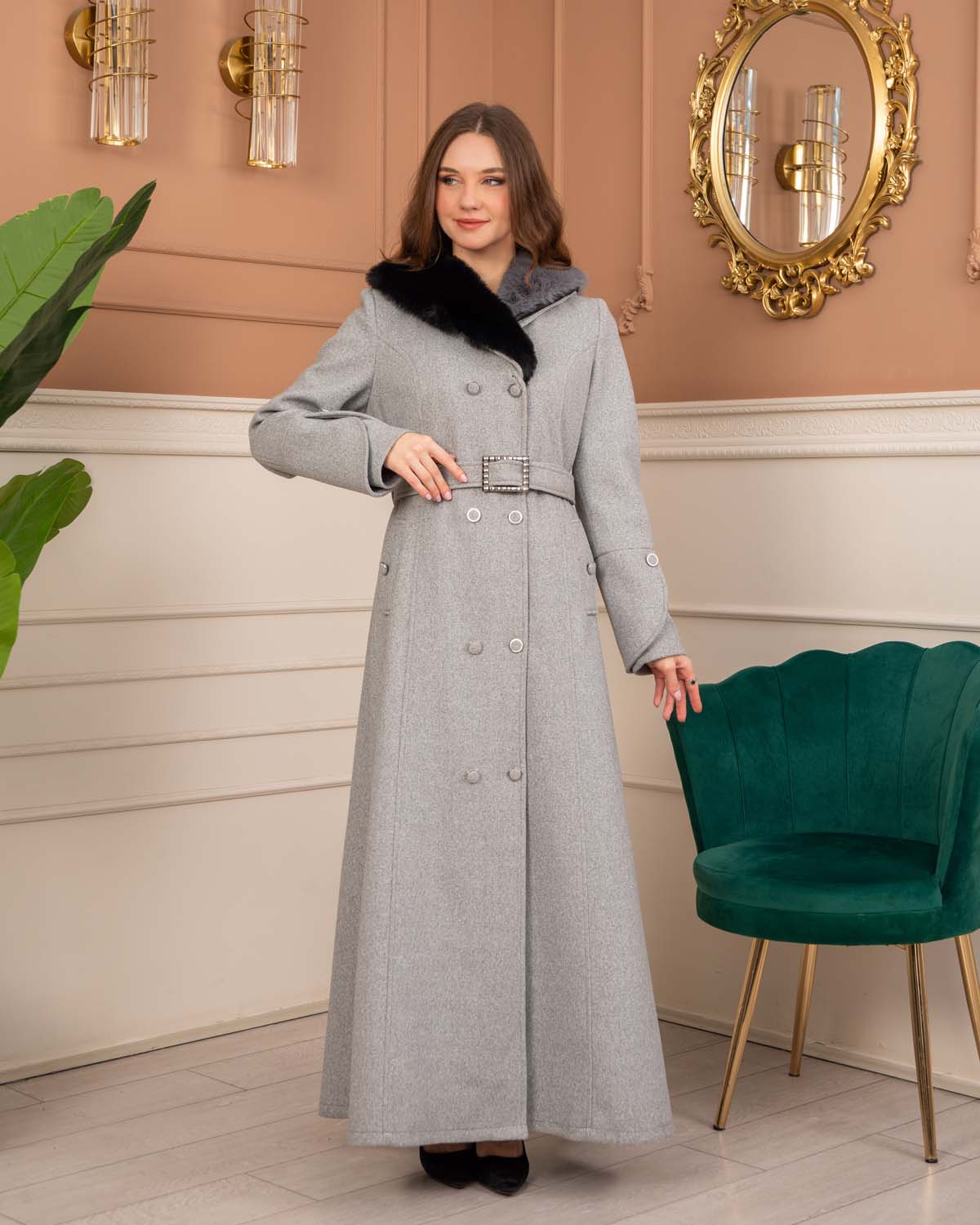 Women’s Winter Wool Coat 1370  - gray