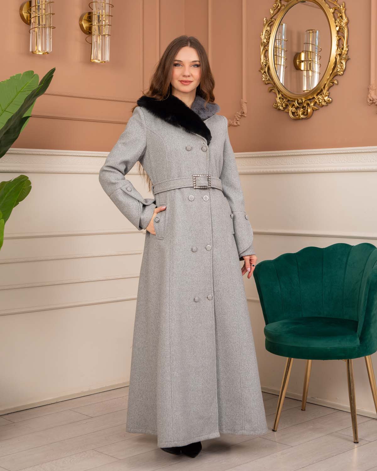 Women’s Winter Wool Coat 1370  - gray