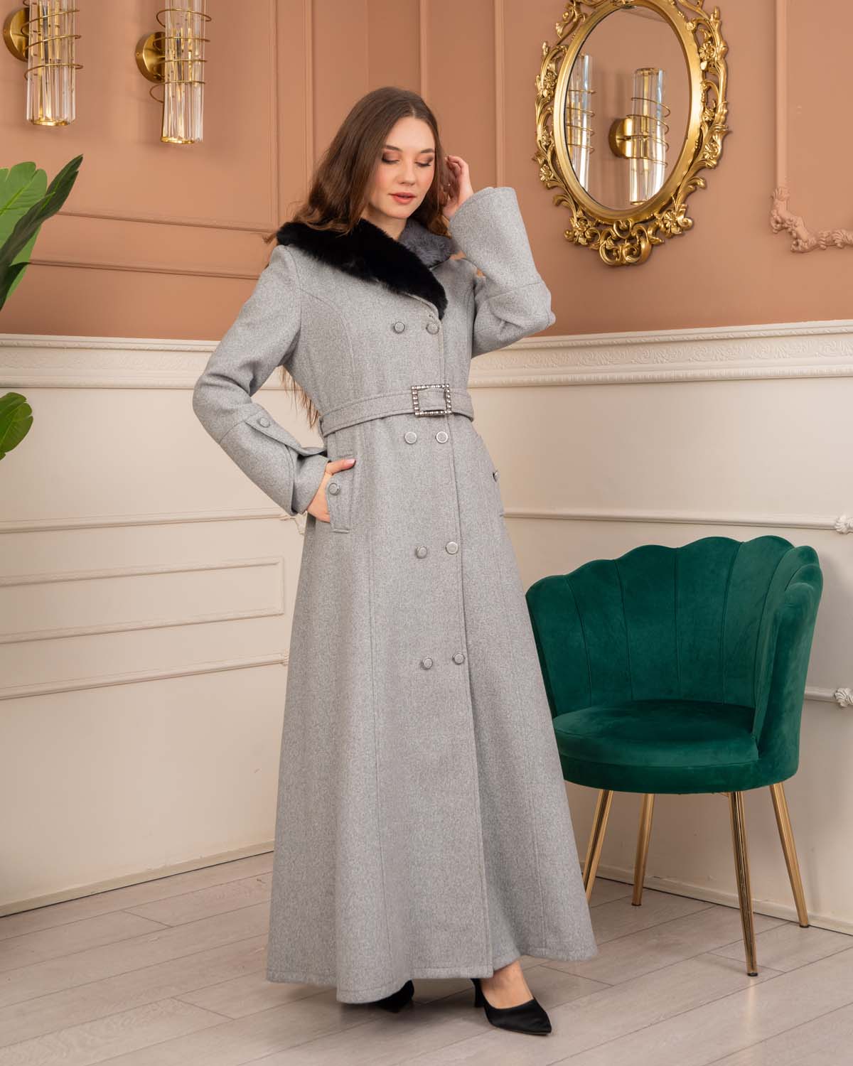 Women’s Winter Wool Coat 1370  - gray