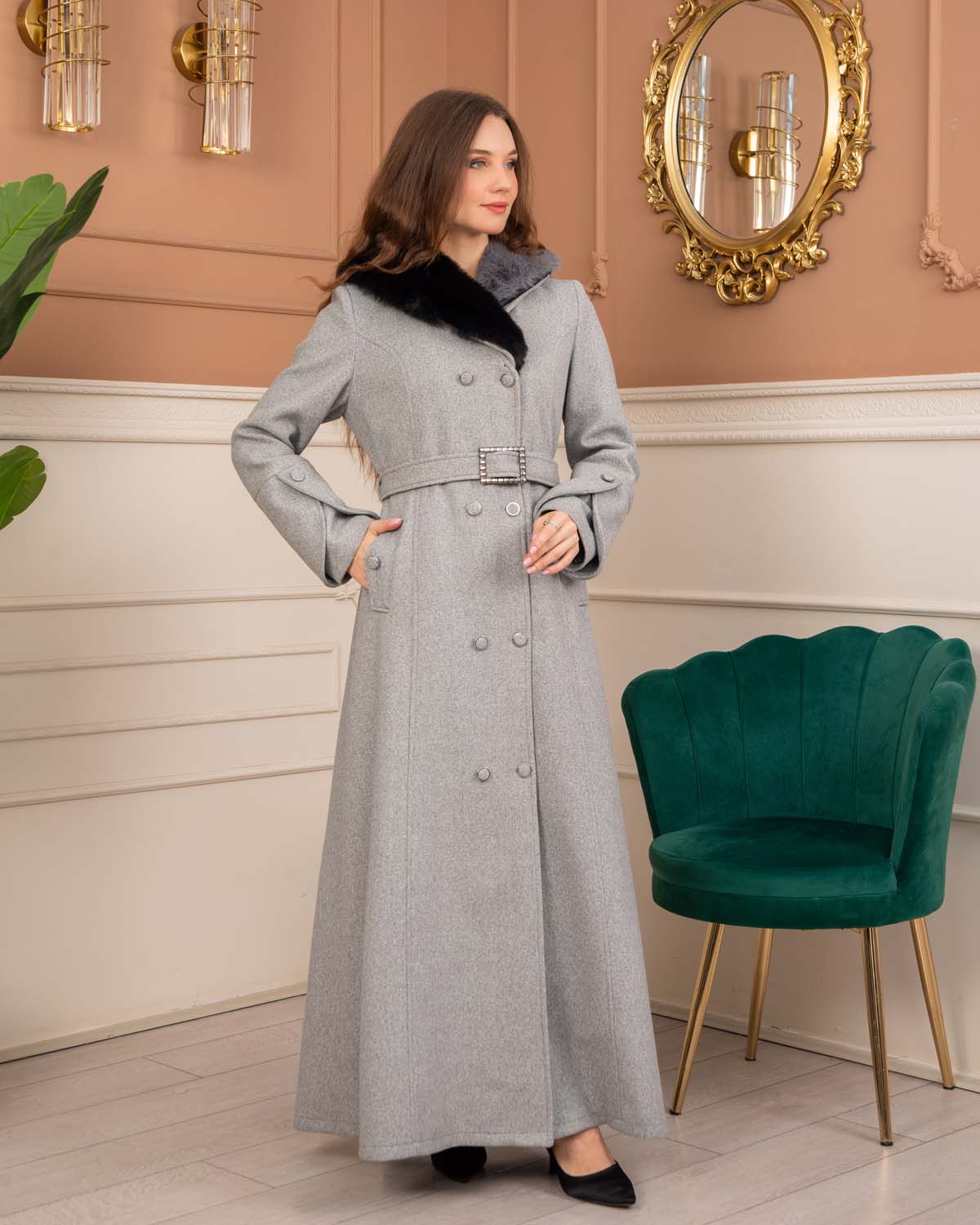 Women’s Winter Wool Coat 1370  - gray