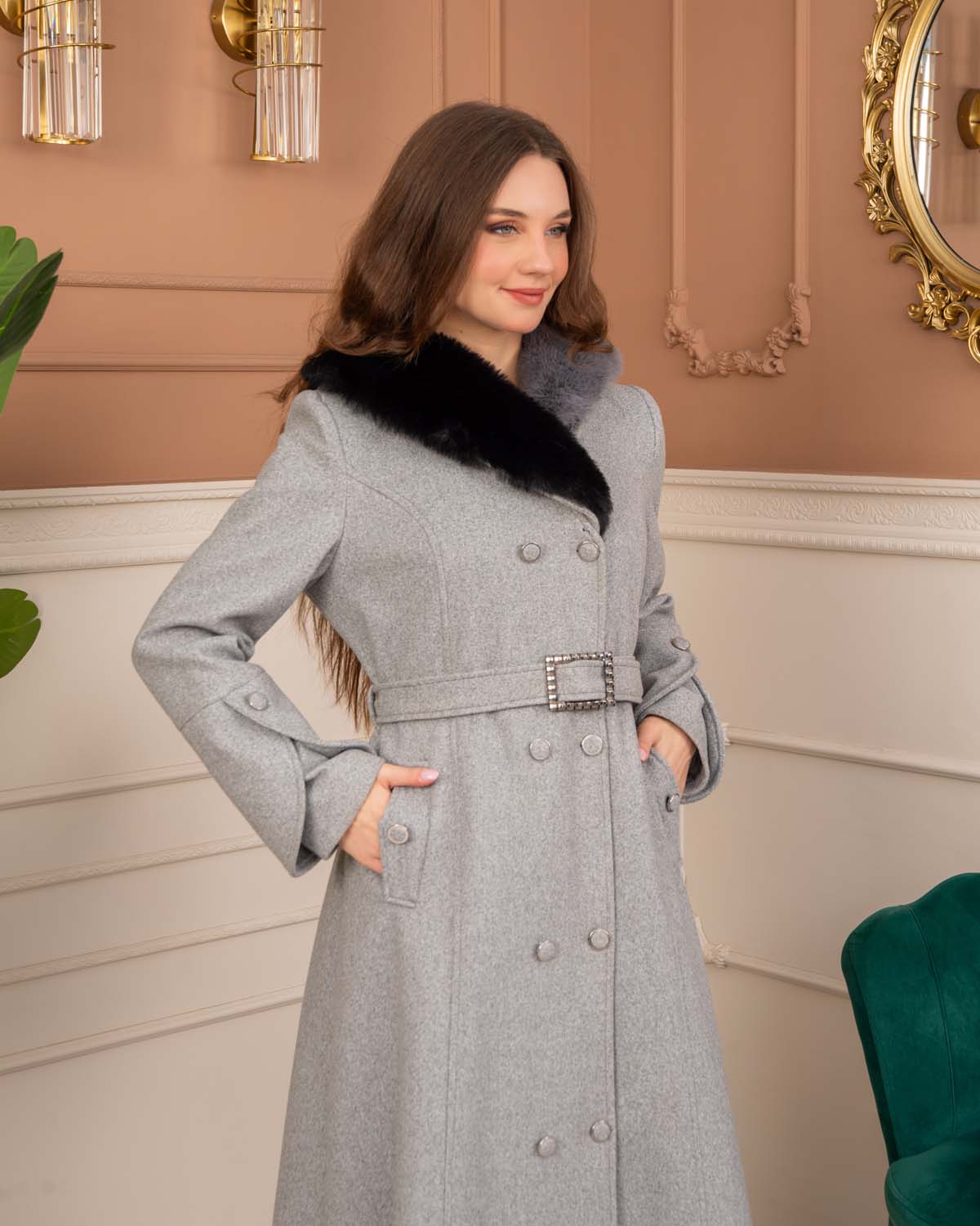 Women’s Winter Wool Coat 1370  - gray