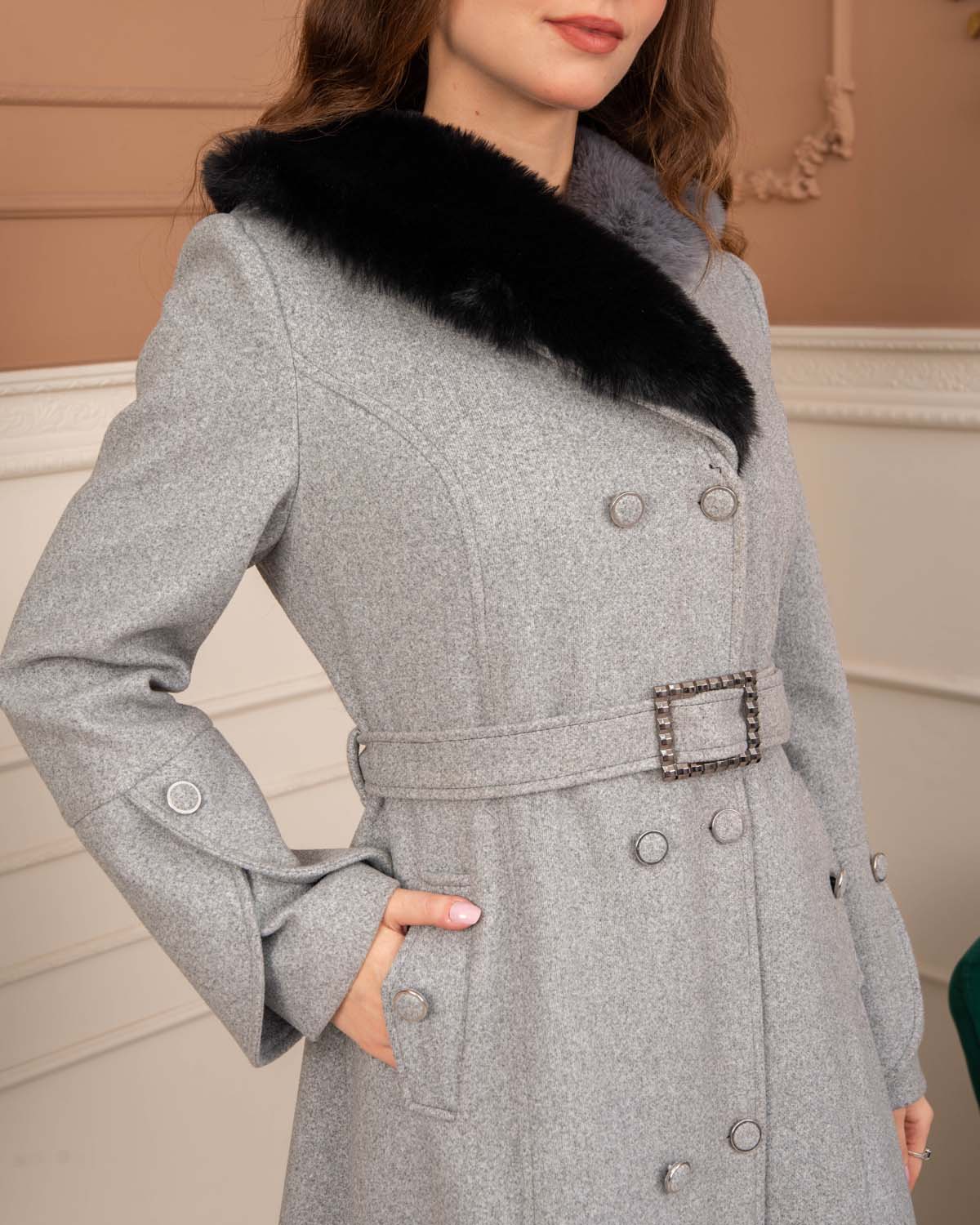 Women’s Winter Wool Coat 1370  - gray