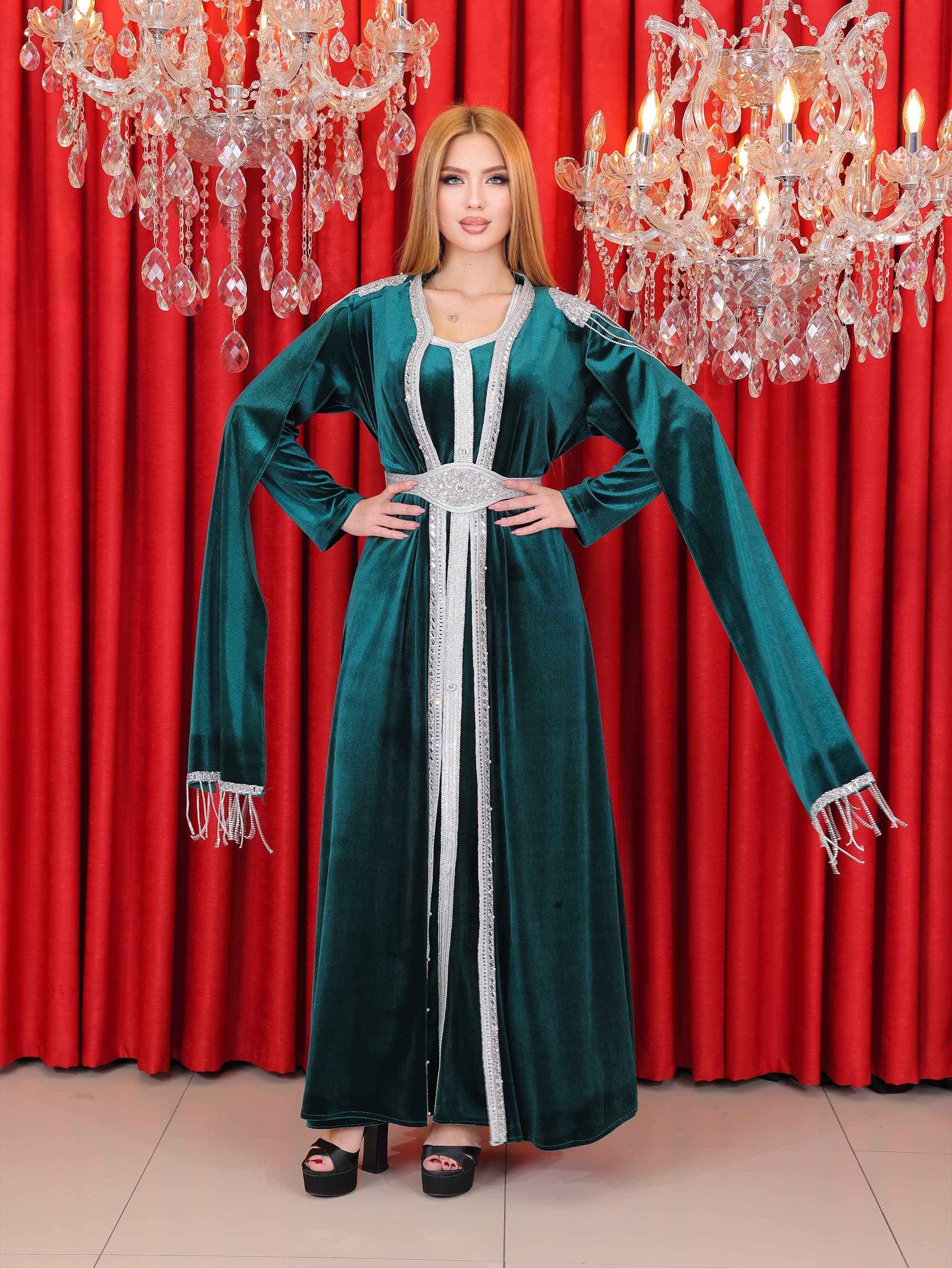 Velvet Kaftan - Code 4121 - khaki