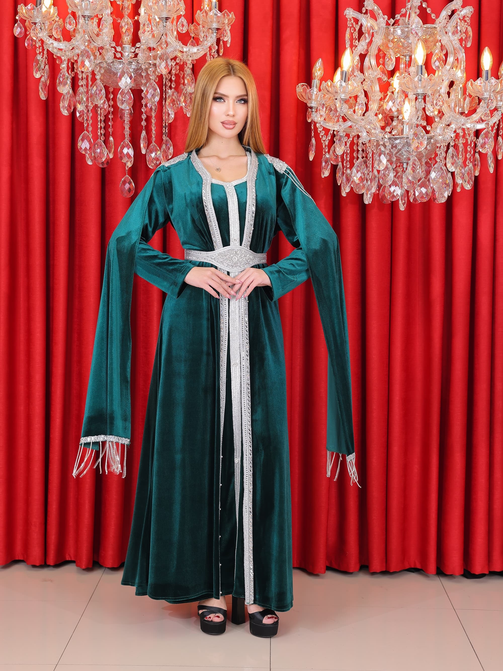 Velvet Kaftan - Code 4121 - khaki