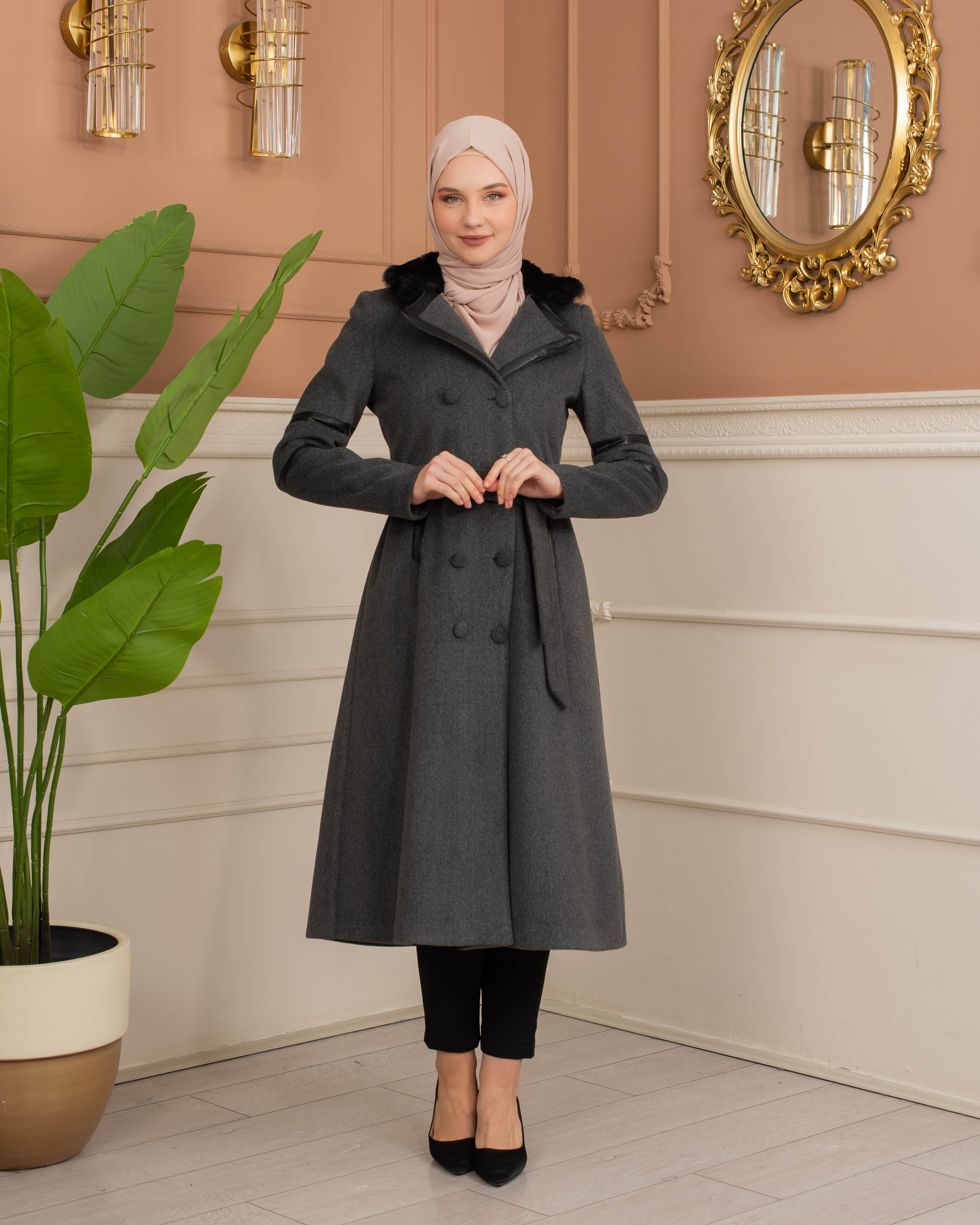 Womens Mohair Wool Trench Coat 