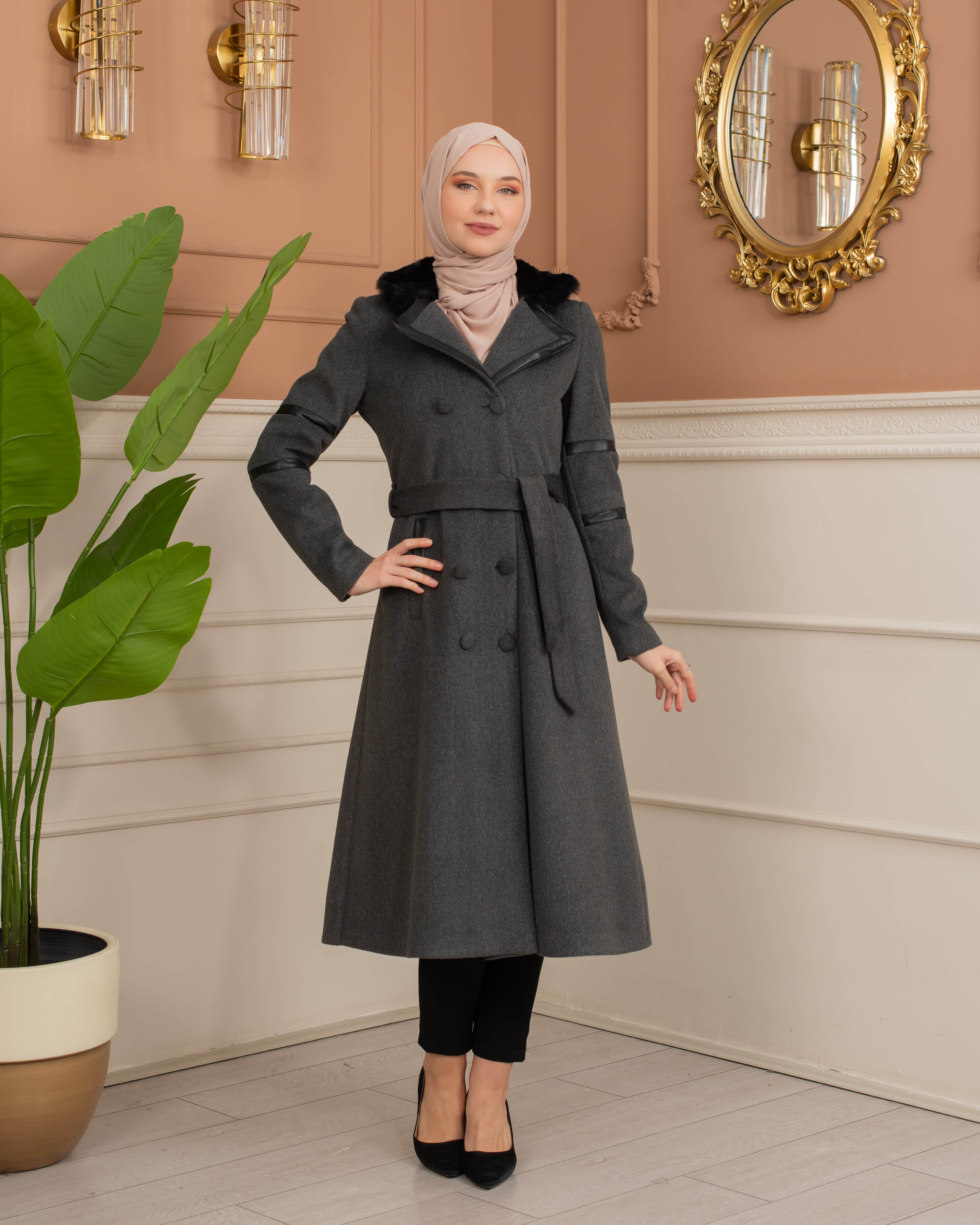 Womens Mohair Wool Trench Coat 