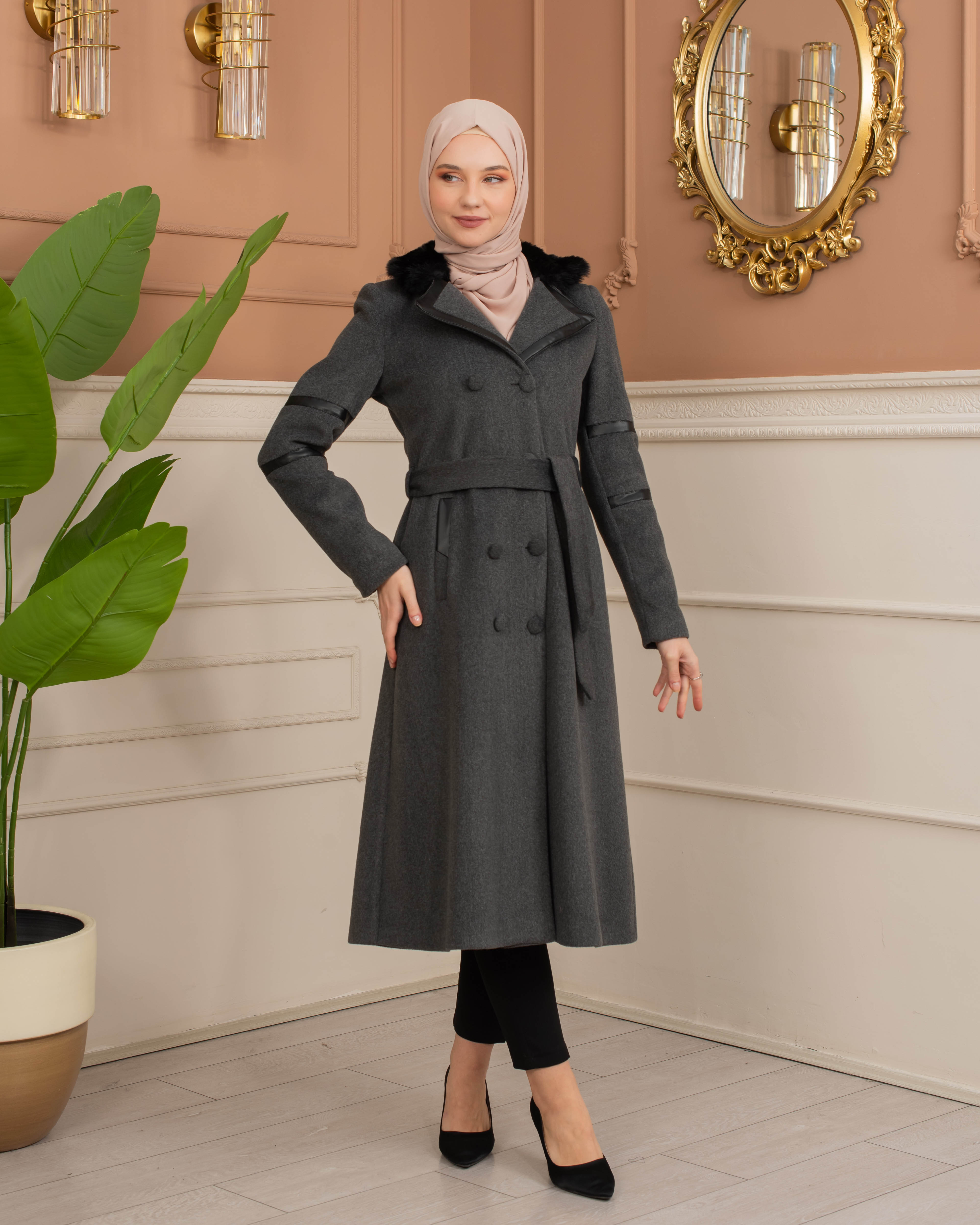 Womens Mohair Wool Trench Coat 