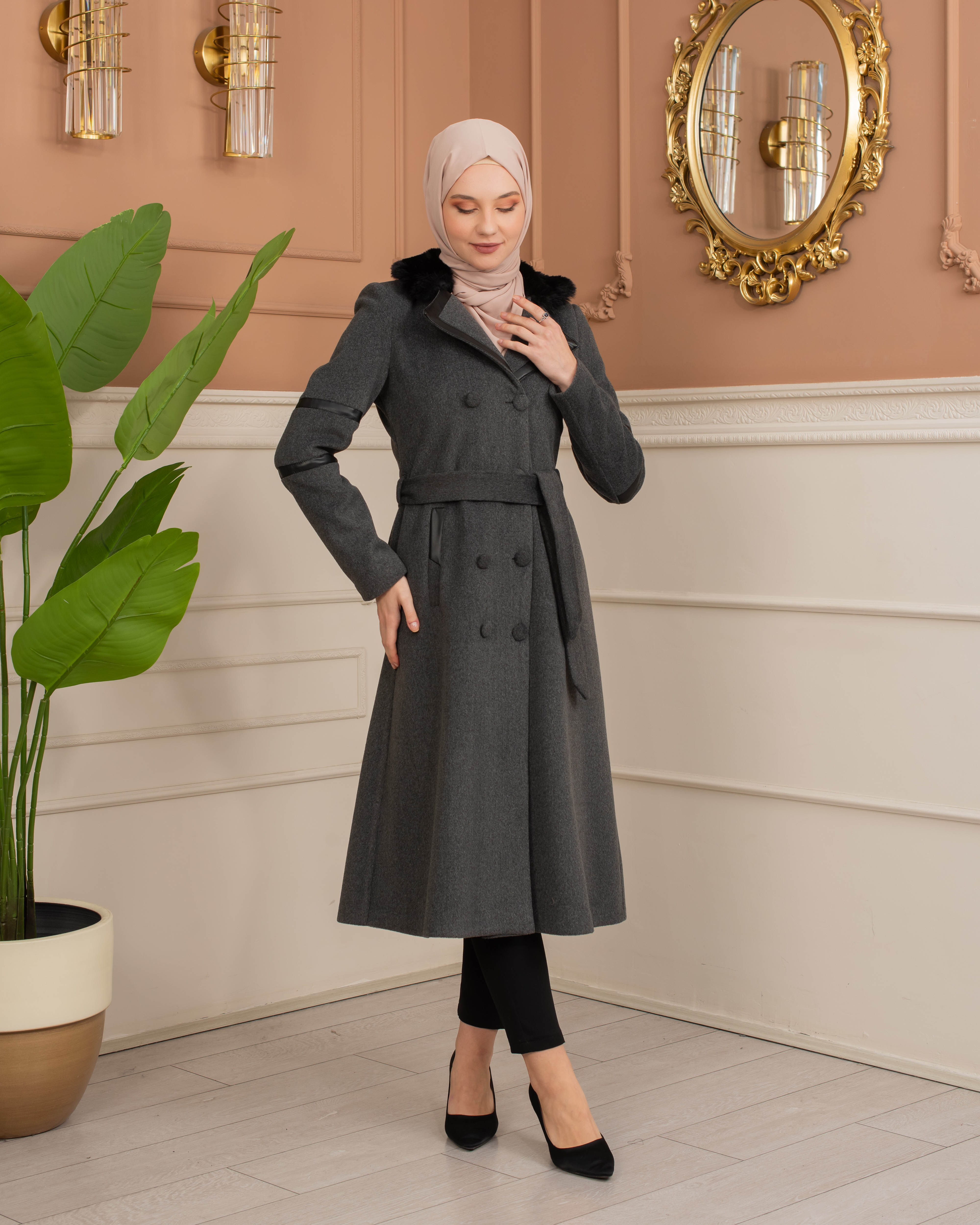 Womens Mohair Wool Trench Coat 