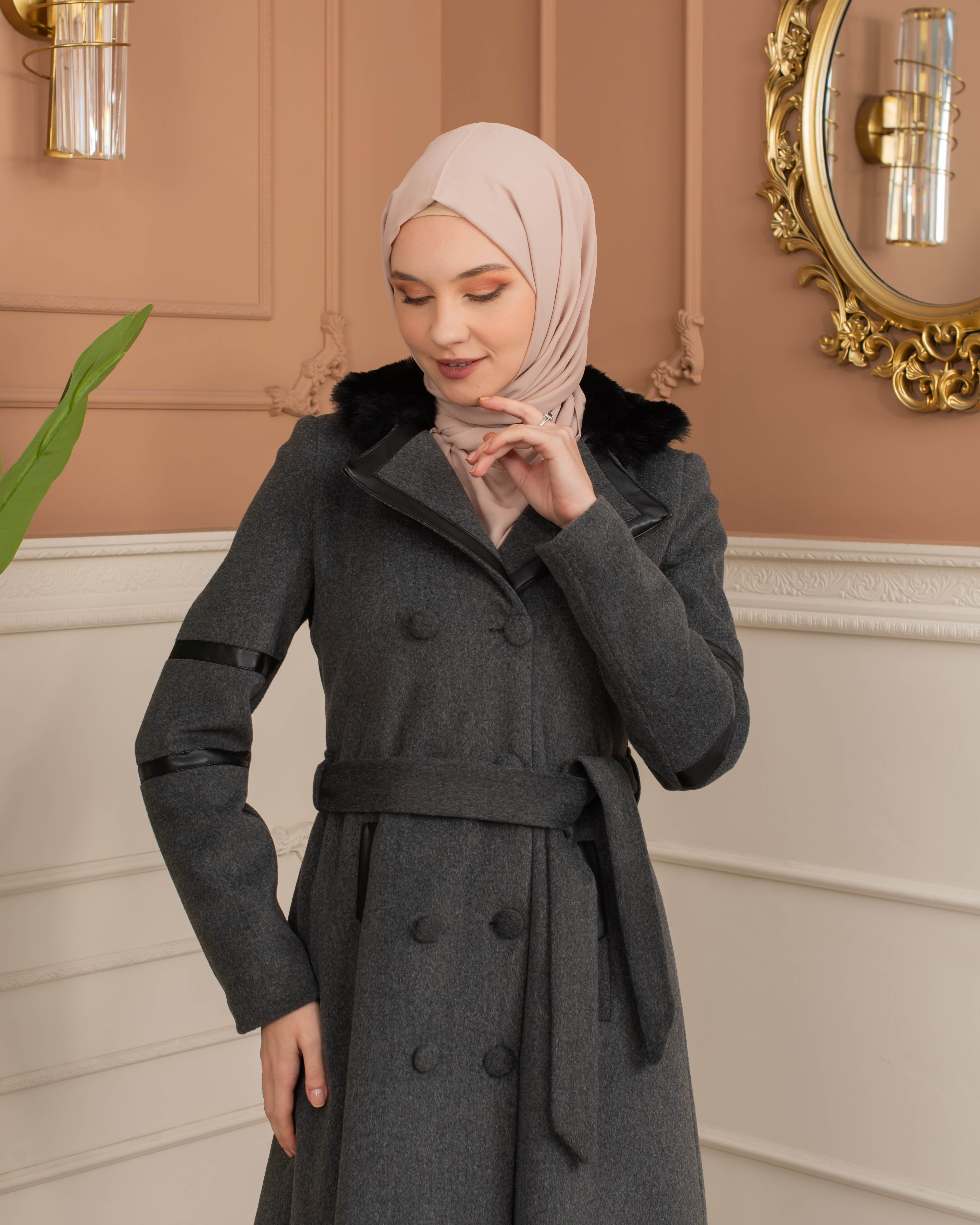 Womens Mohair Wool Trench Coat 