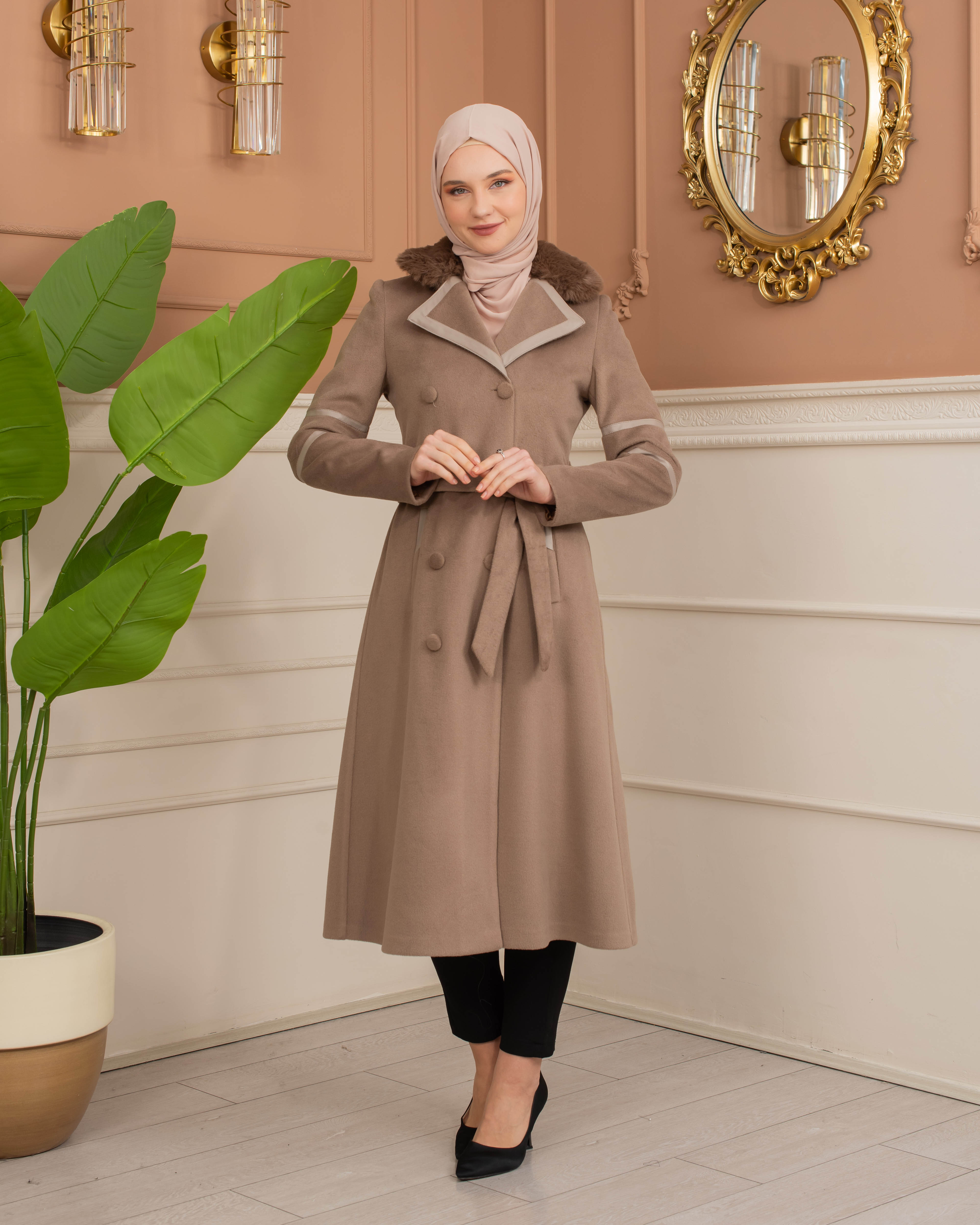 Womens Mohair Wool Trench Coat 