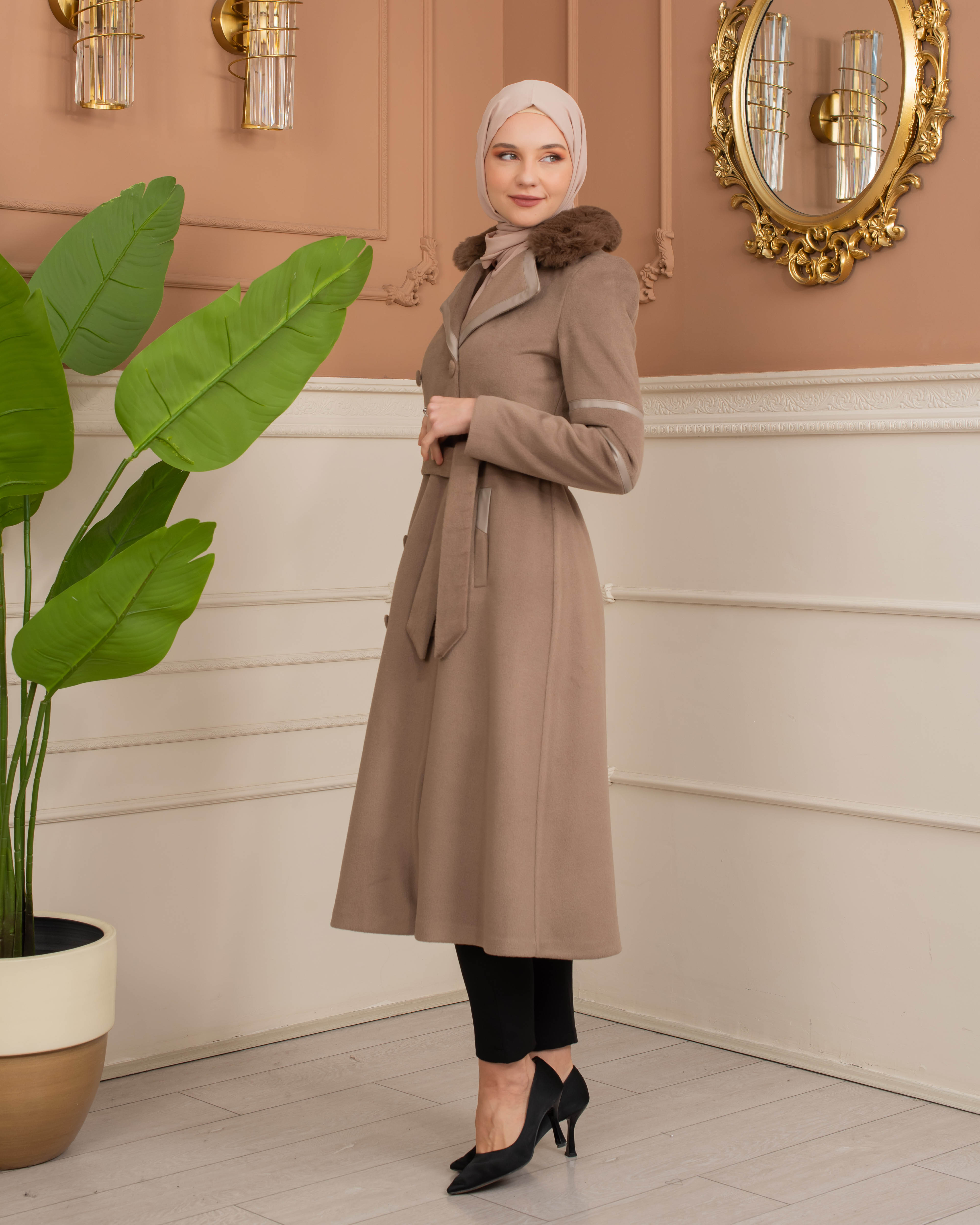 Womens Mohair Wool Trench Coat 