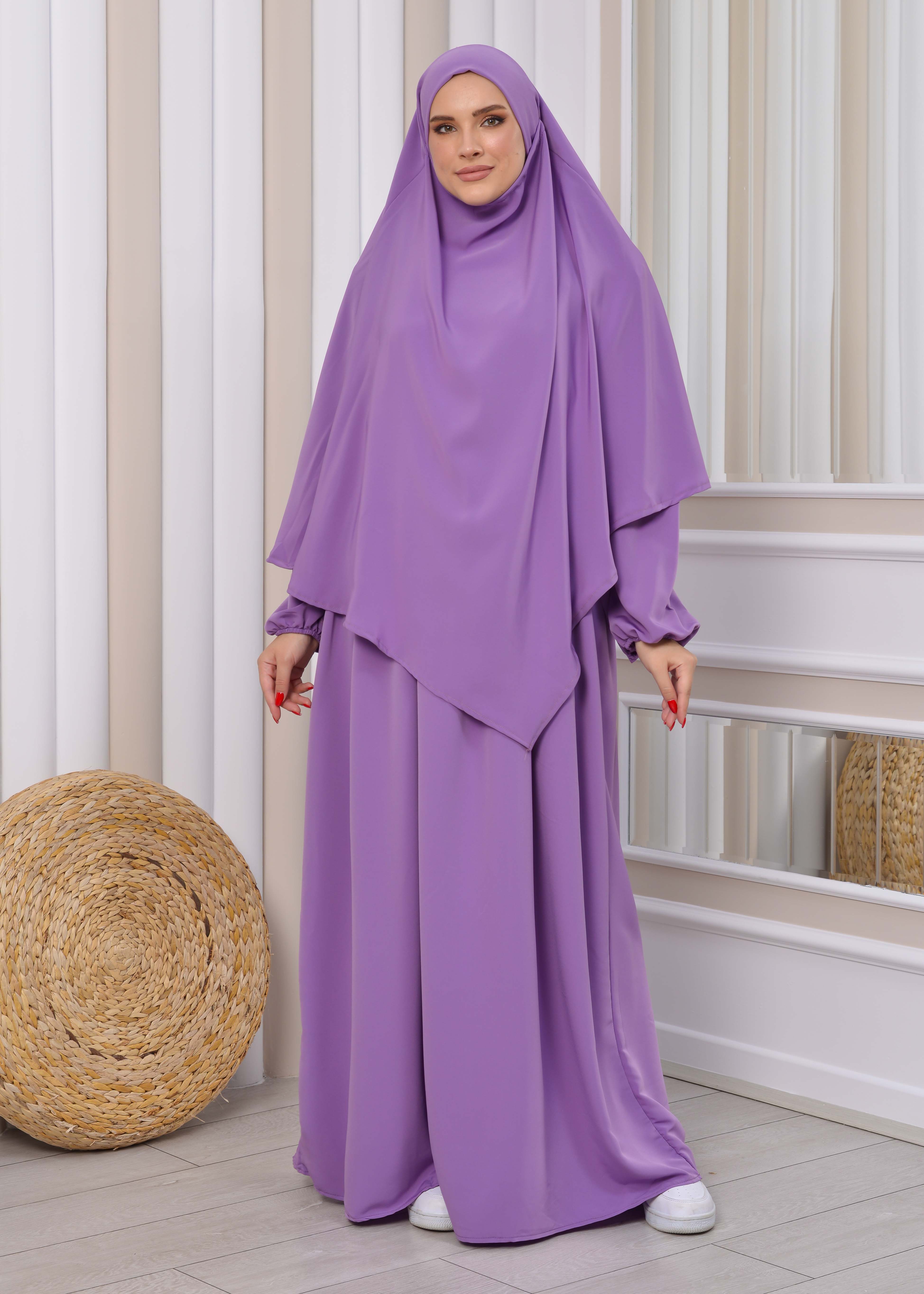 Muslim Hijab Dress set 2 Pieces 829 - lilac