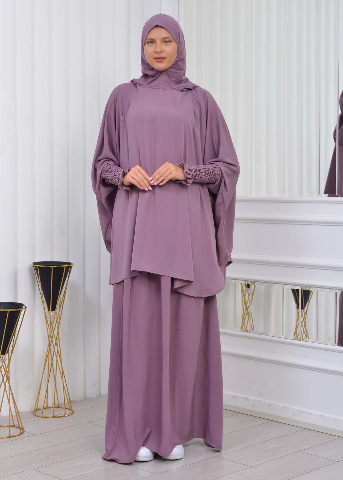 Muslim Hijab Dresses For Women -Standard Size Hooded Veiled Sheet 824 - lilac