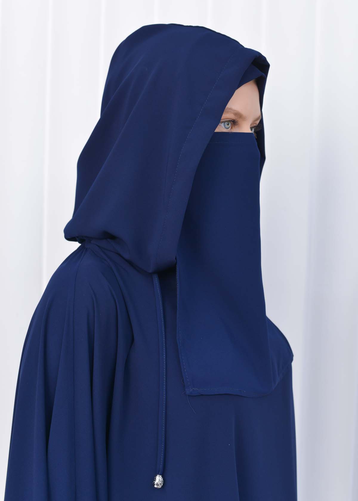 Muslim Hijab Dresses For Women -Standard Size Hooded Veiled Sheet 824 Lacivert