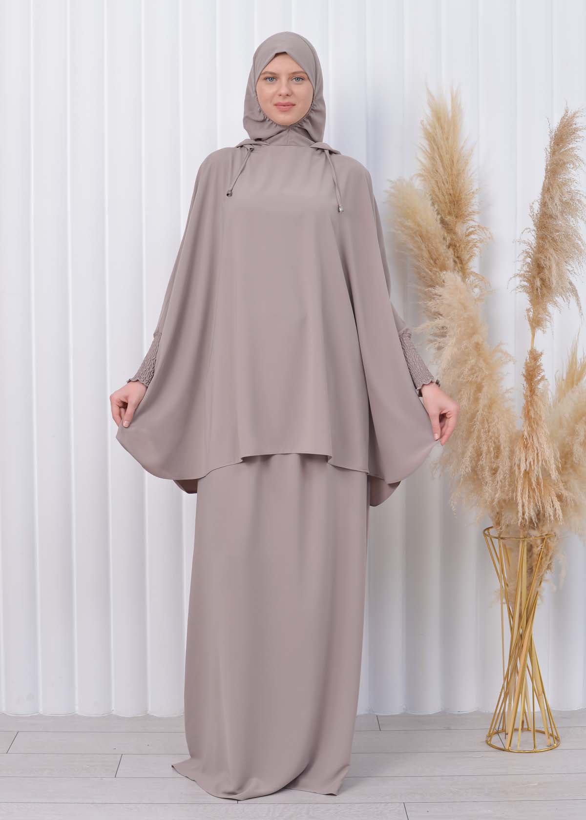 Muslim Hijab Dresses For Women -Standard Size Hooded Veiled Sheet 824 - beige