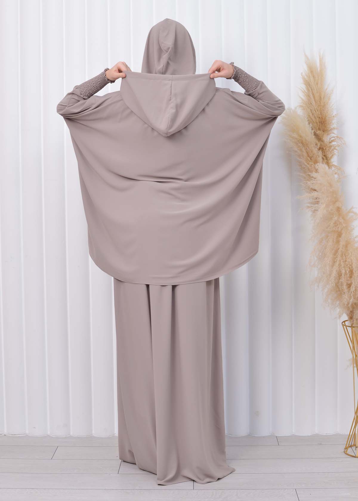 Muslim Hijab Dresses For Women -Standard Size Hooded Veiled Sheet 824 Bej