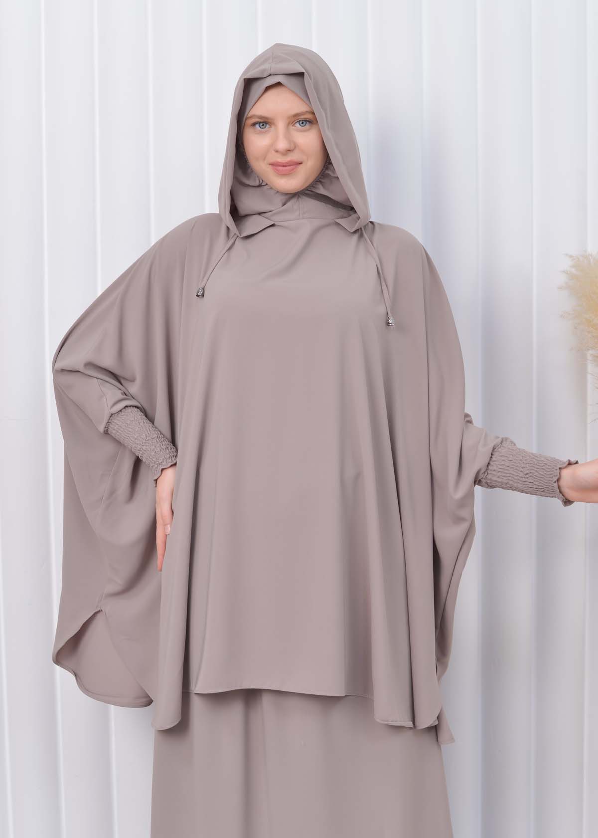 Muslim Hijab Dresses For Women -Standard Size Hooded Veiled Sheet 824 Bej