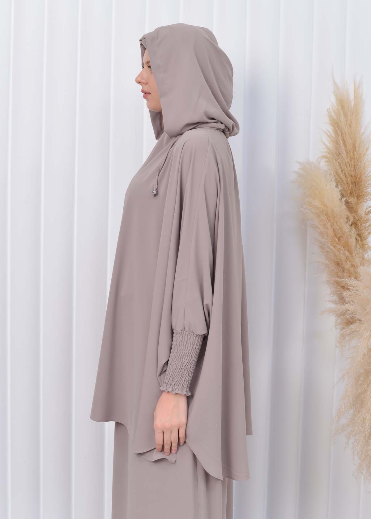 Muslim Hijab Dresses For Women -Standard Size Hooded Veiled Sheet 824 Bej