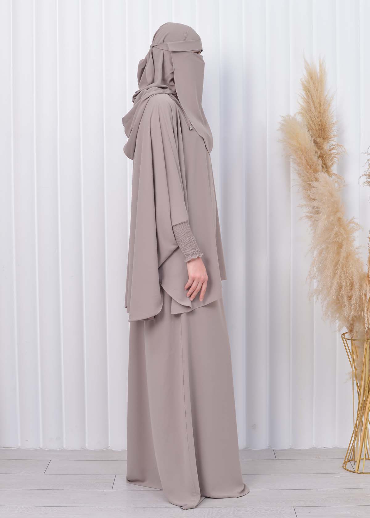 Muslim Hijab Dresses For Women -Standard Size Hooded Veiled Sheet 824 Bej