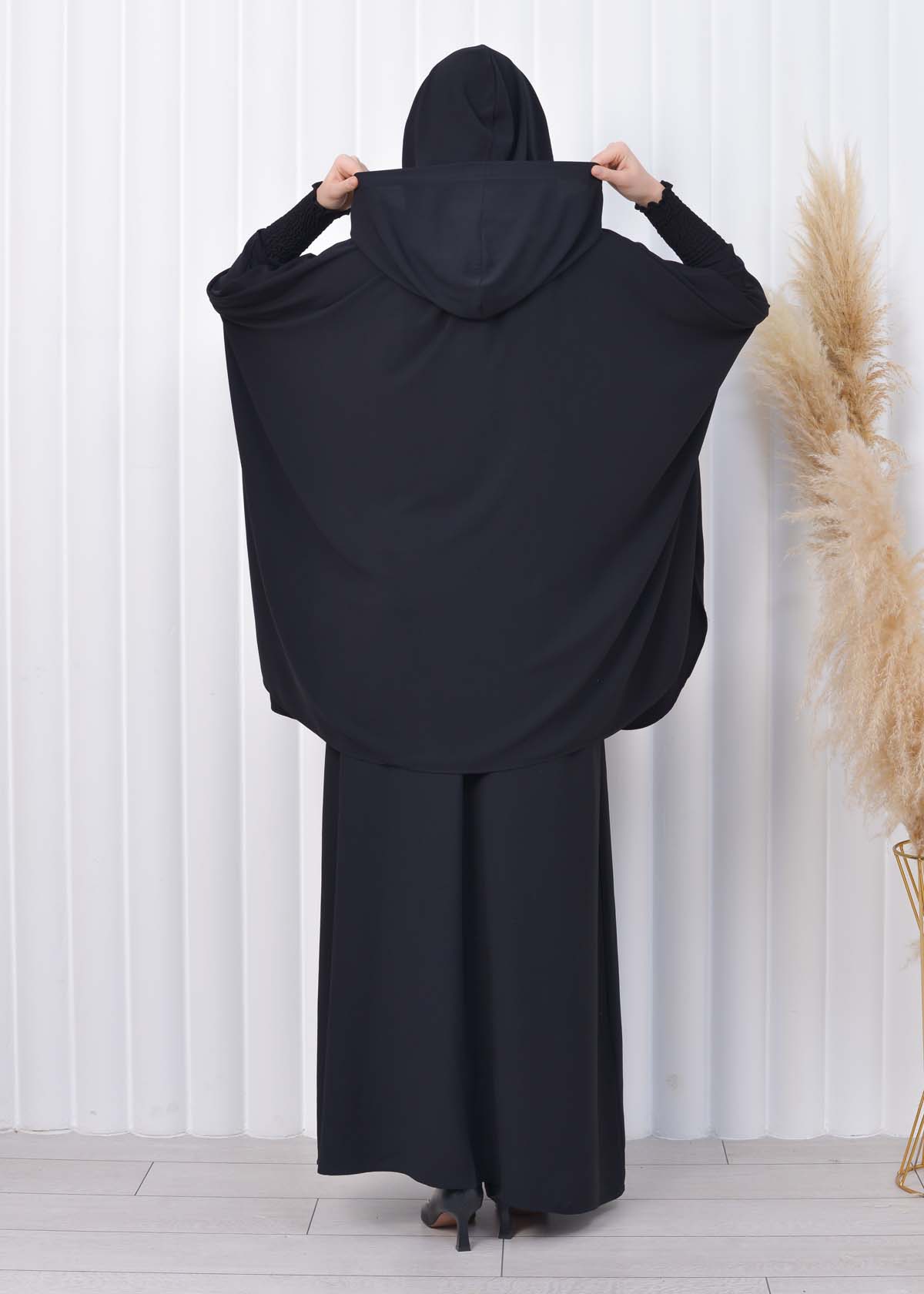 Muslim Hijab Dresses For Women -Standard Size Hooded Veiled Sheet 824 Siyah