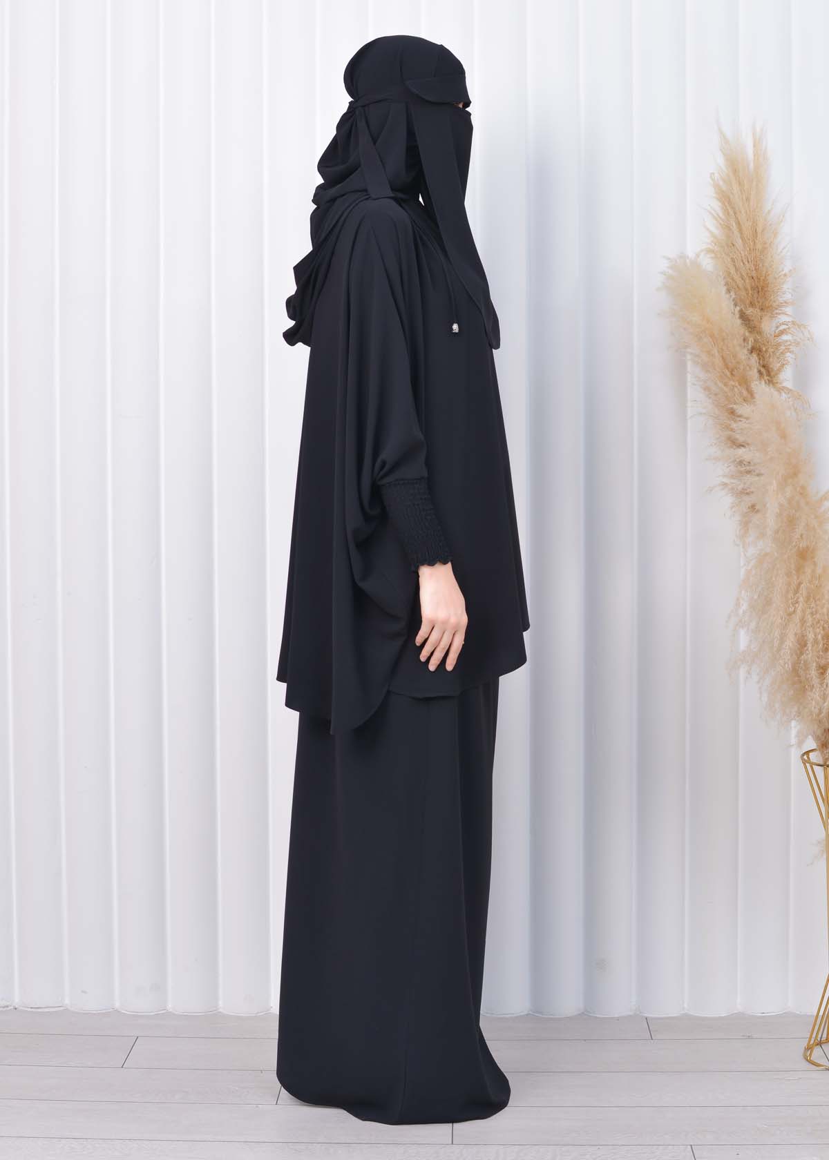 Muslim Hijab Dresses For Women -Standard Size Hooded Veiled Sheet 824 Siyah