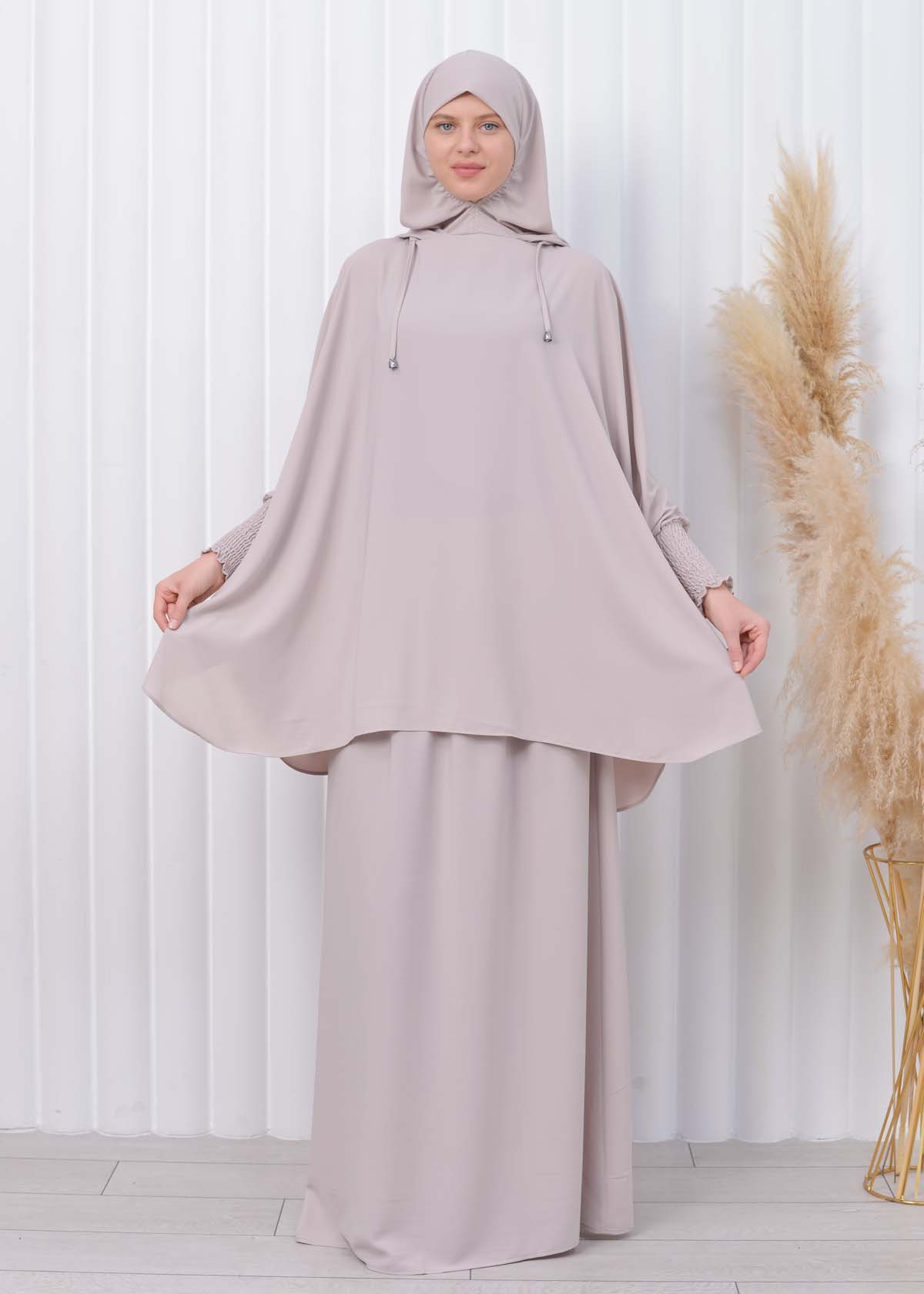 Muslim Hijab Dresses For Women -Standard Size Hooded Veiled Sheet 824 - ecru