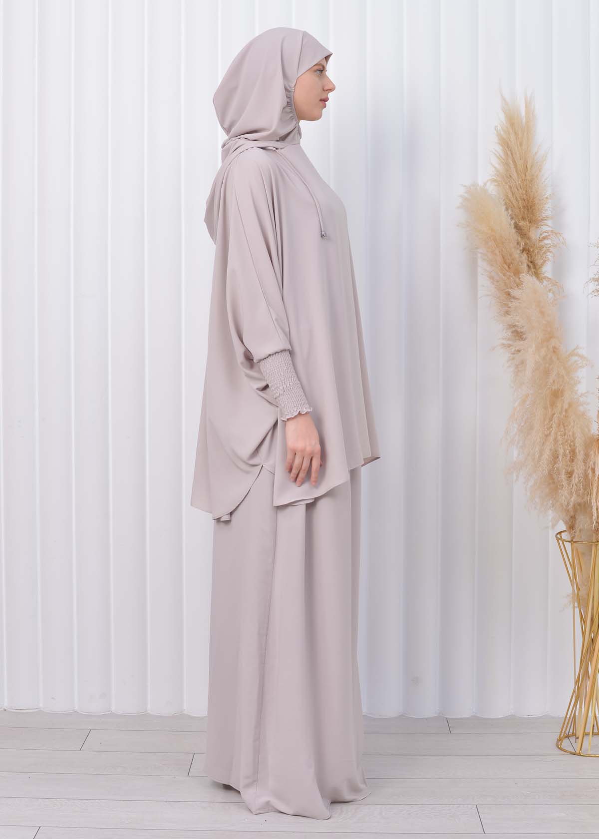 Muslim Hijab Dresses For Women -Standard Size Hooded Veiled Sheet 824 Ekru