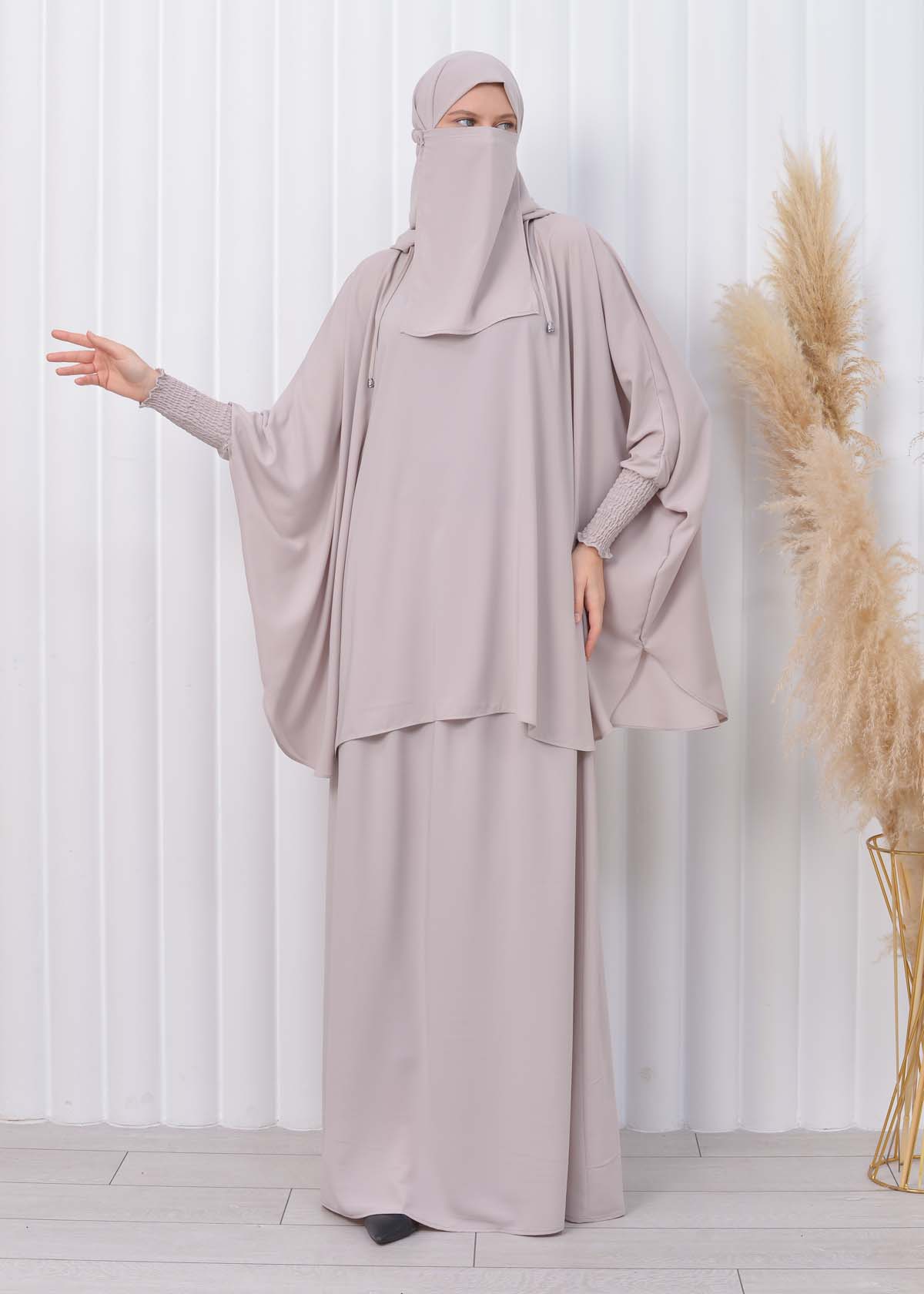 Muslim Hijab Dresses For Women -Standard Size Hooded Veiled Sheet 824 Ekru