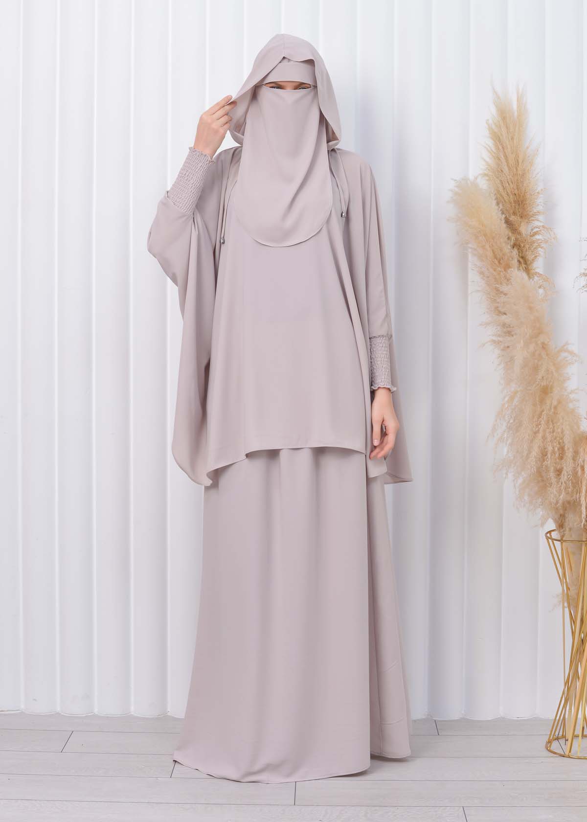 Muslim Hijab Dresses For Women -Standard Size Hooded Veiled Sheet 824 Ekru