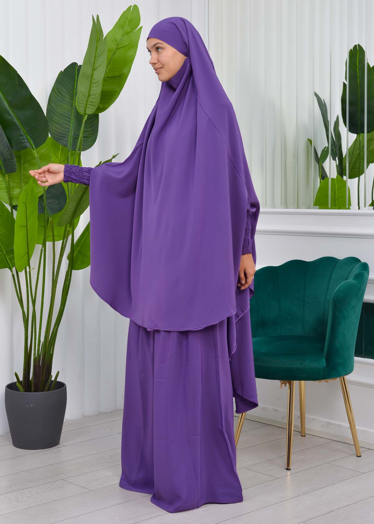 Muslim Dresses For Women ,Abayas Prayer Islamic Clothes Long dress Hijab Bonnet 2Pieces Sleeve Hijab Sheet 822 mor