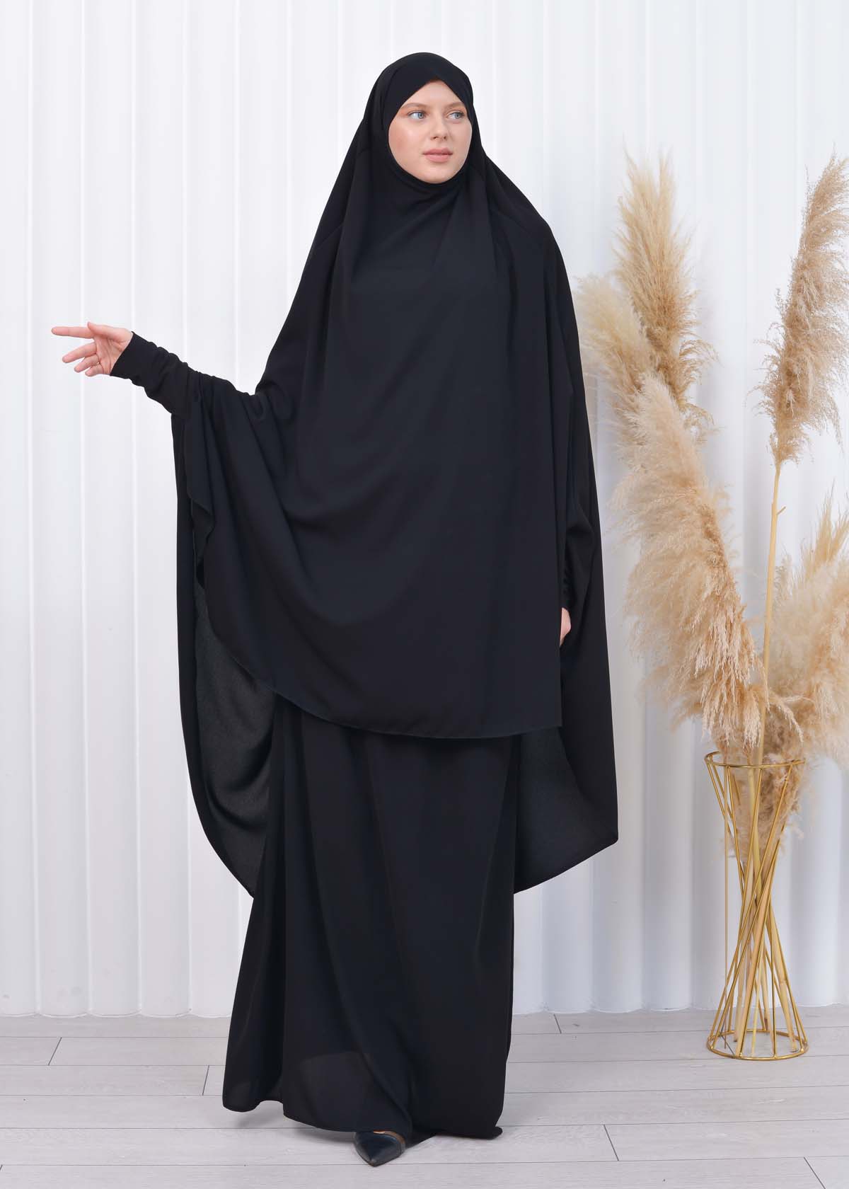 ISLAMIC WEARING Hijab 2Pieces Madine LIGRA Sleeve 822 Siyah