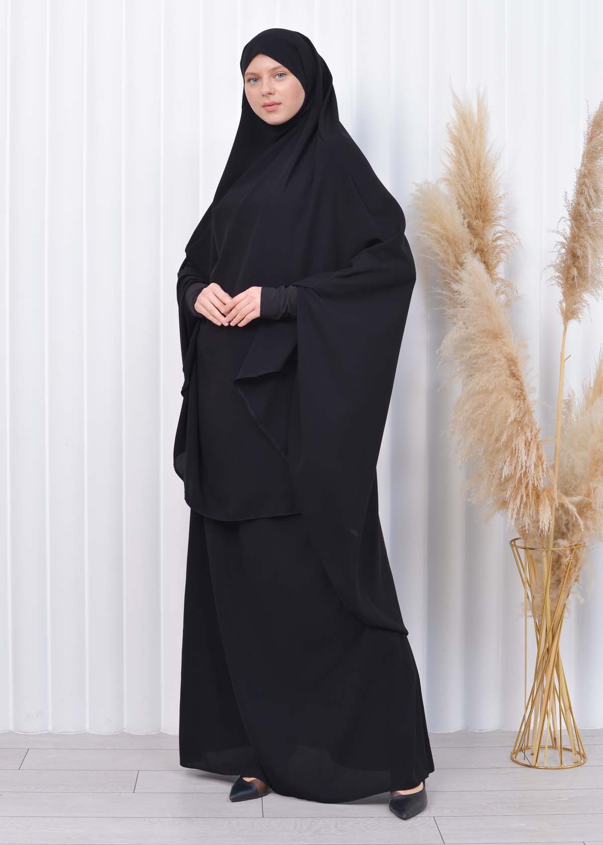 ISLAMIC WEARING Hijab 2Pieces Madine LIGRA Sleeve 822 Siyah