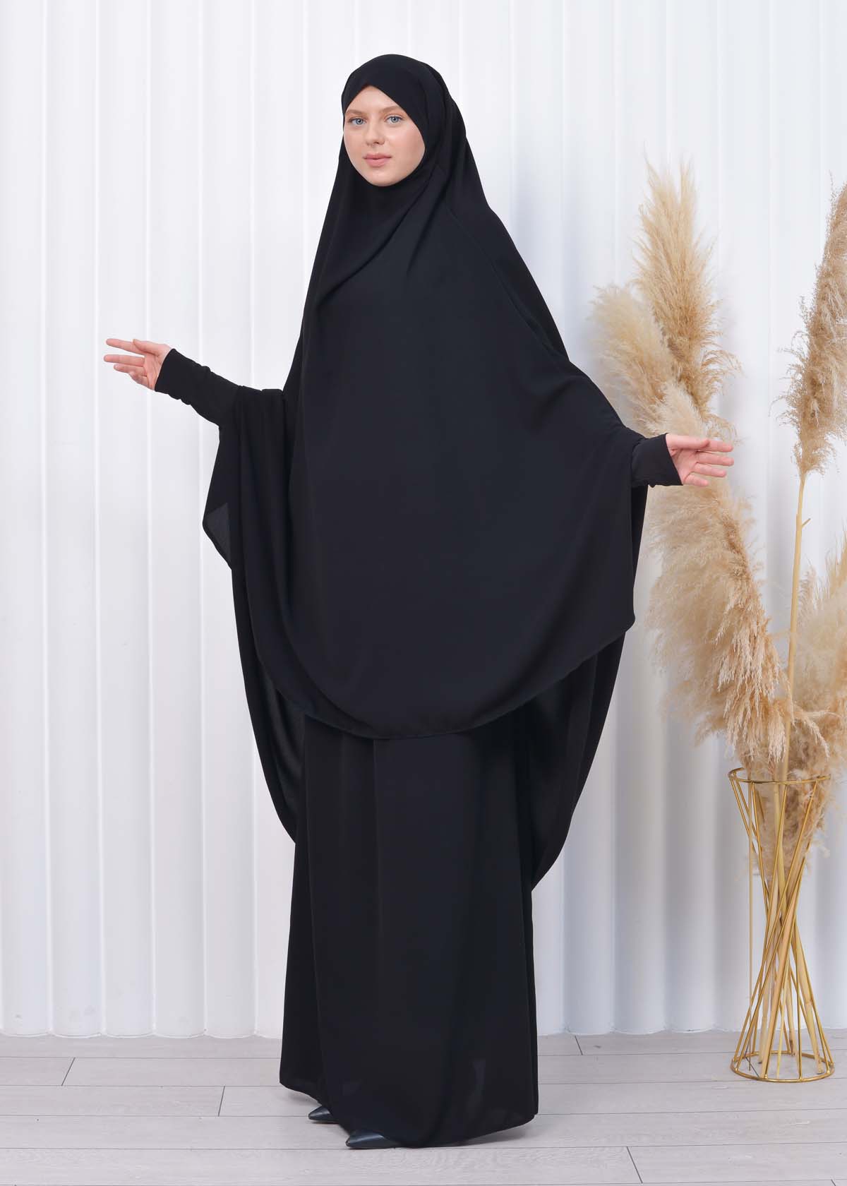 ISLAMIC WEARING Hijab 2Pieces Madine LIGRA Sleeve 822 Siyah